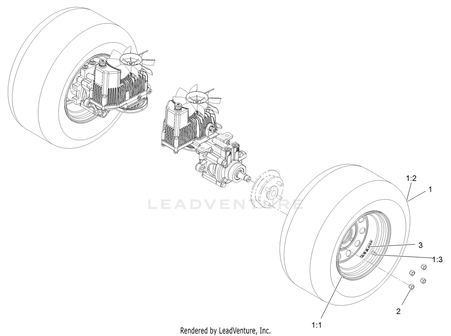 Exmark LZE751GKA604A1 S N 400 000 000 and Up Rear Wheel Assembly