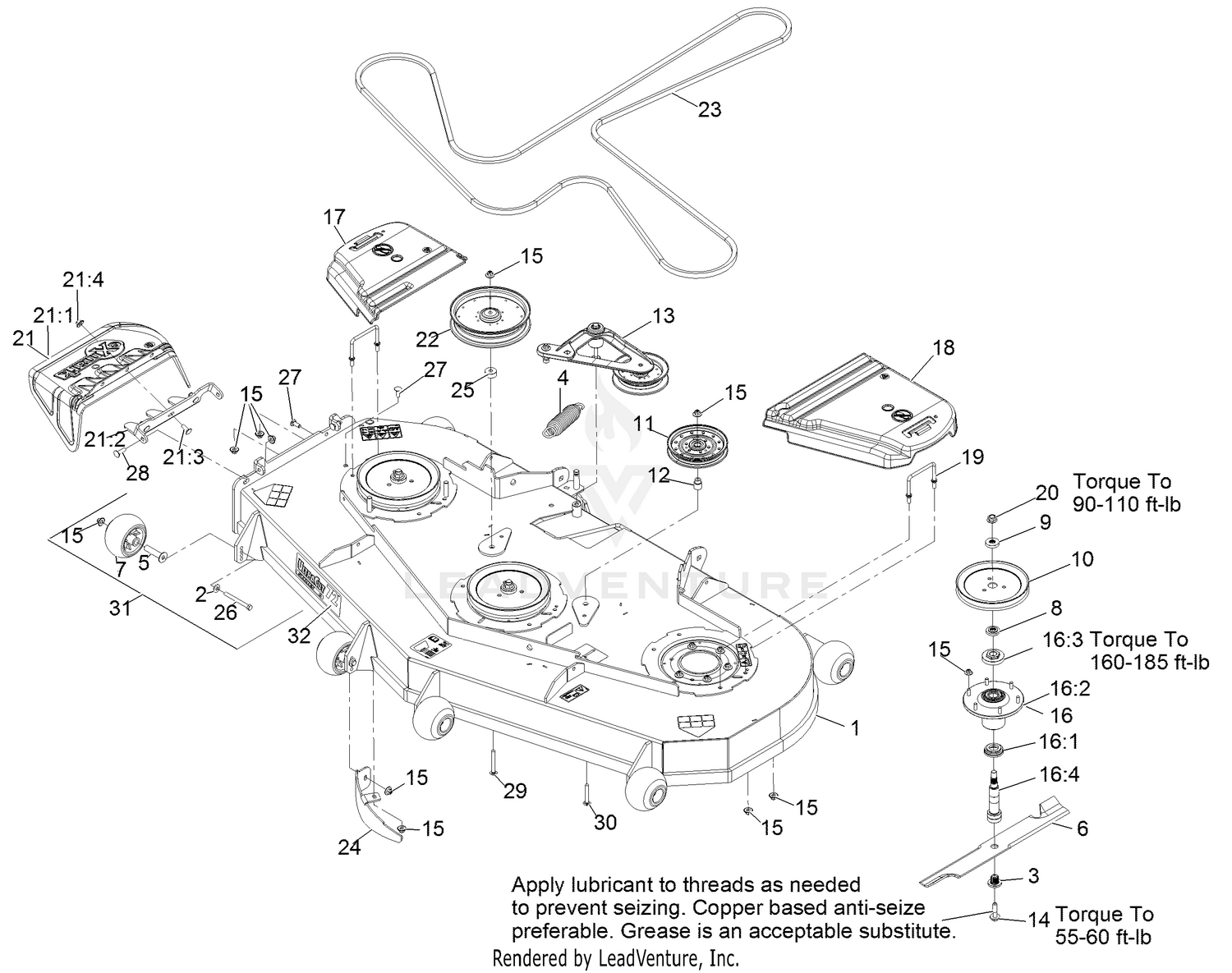 Exmark LZX980EKC726T0 S/N 315,000,000 & Up Deck Assembly