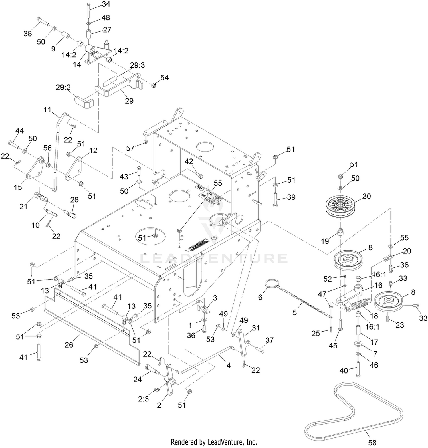 Engine Deck Assembly and Park Brake Assembly
