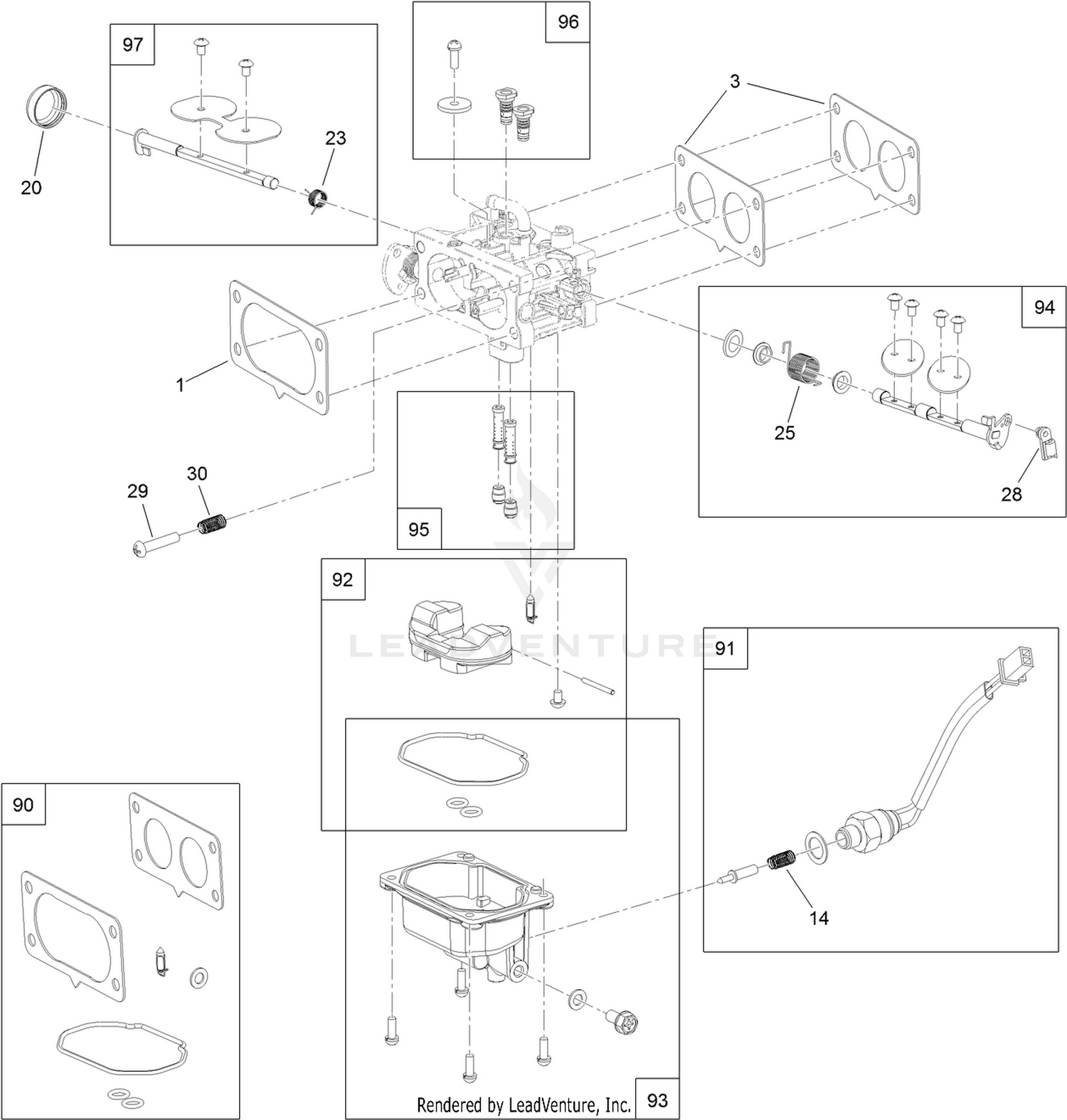 Exmark RAS708GEM603C3 S N 404 314 159 AND UP Carburetor Assembly