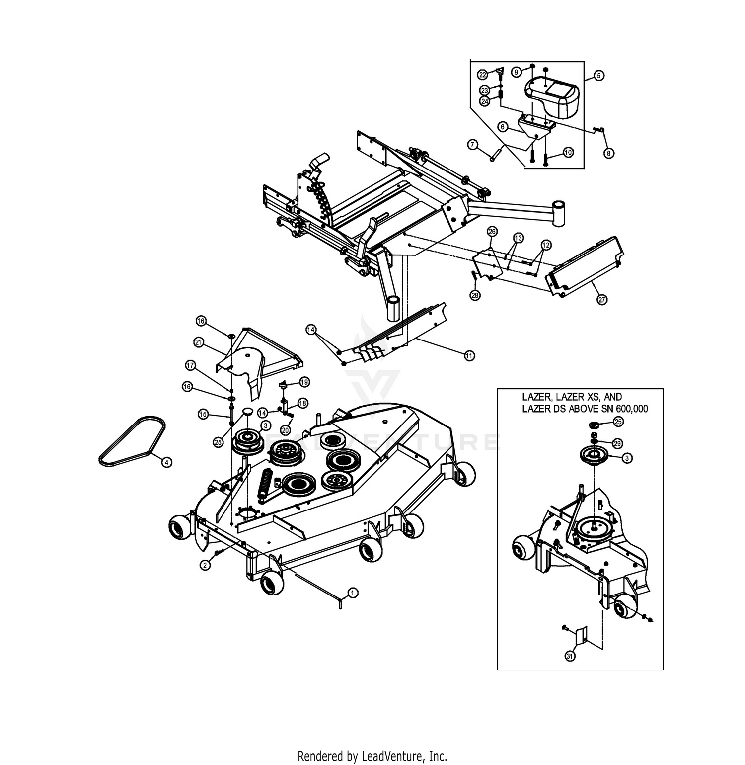 Exmark ULTRA VAC S N 402 082 300 and Up Weight and Belt Drive Components LAZER below SN 600 000 and all AS 52