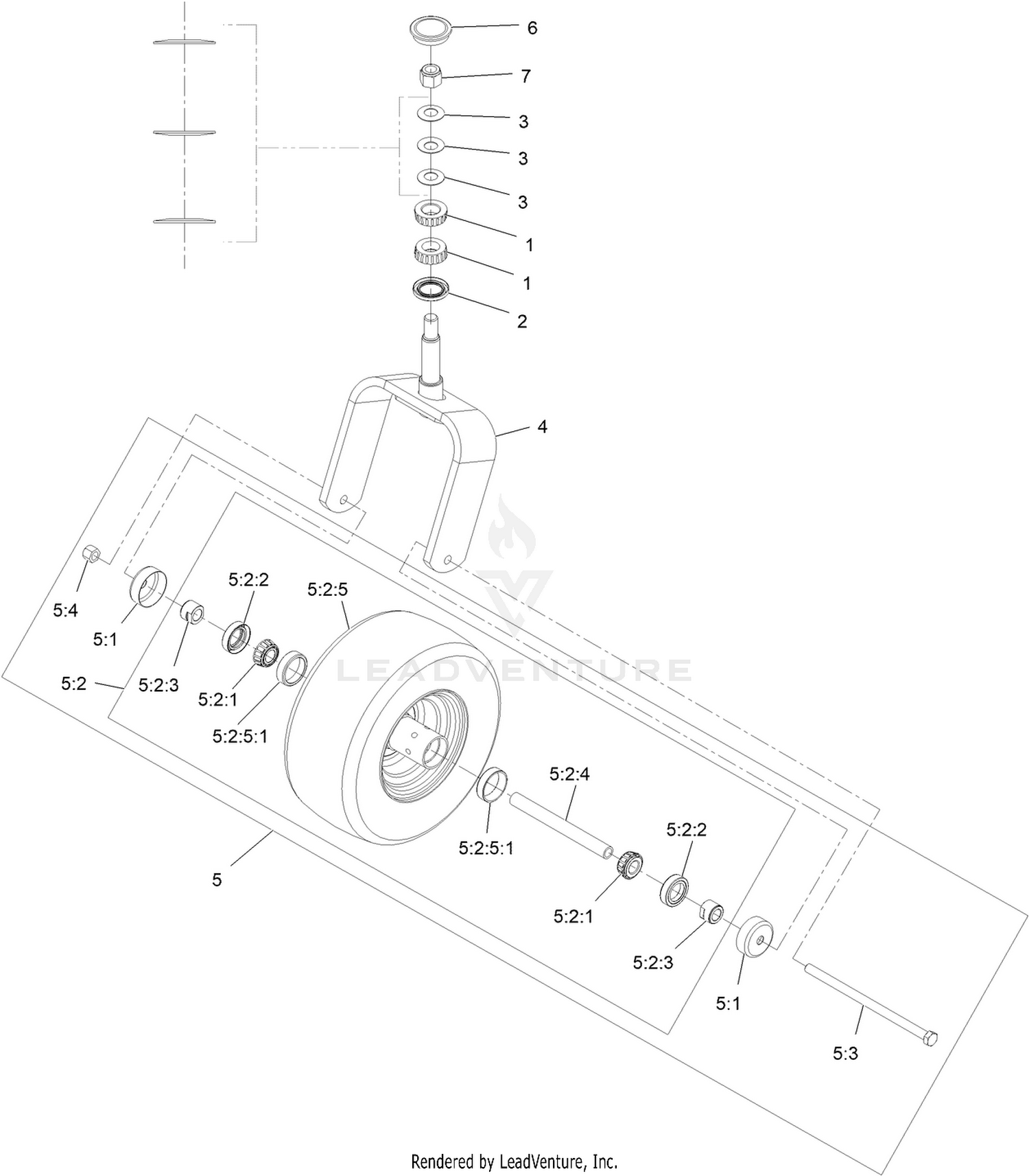 Caster Wheel and Fork Assembly
