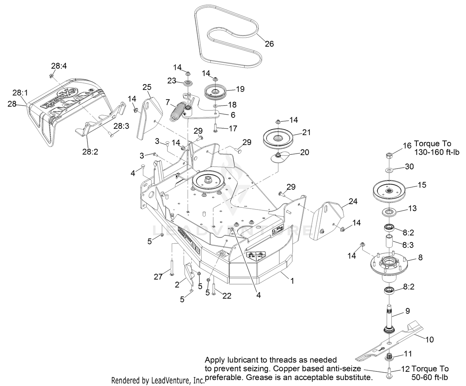 Exmark VTS541CKA36300 S/N 400,000,000 and Up Deck Assembly