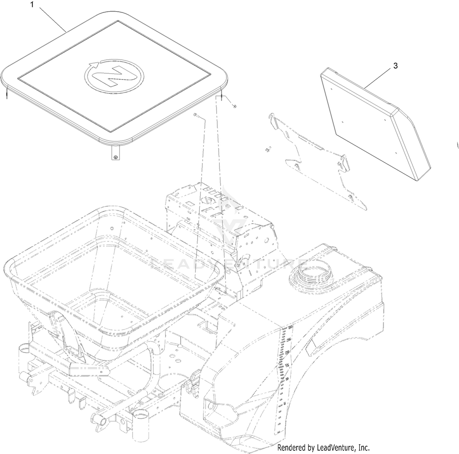 Hopper Cover and Knee Pad Assembly