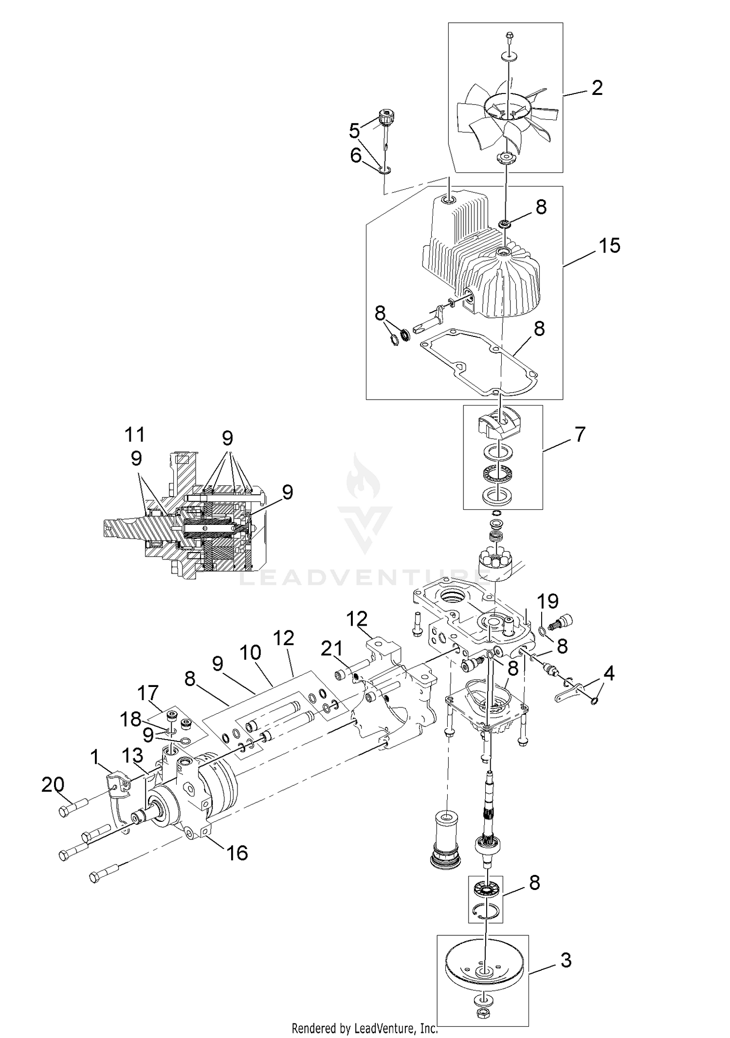 Exmark LZX801KA606 S/N 312,000,000 & Up RH Hydro Assembly No