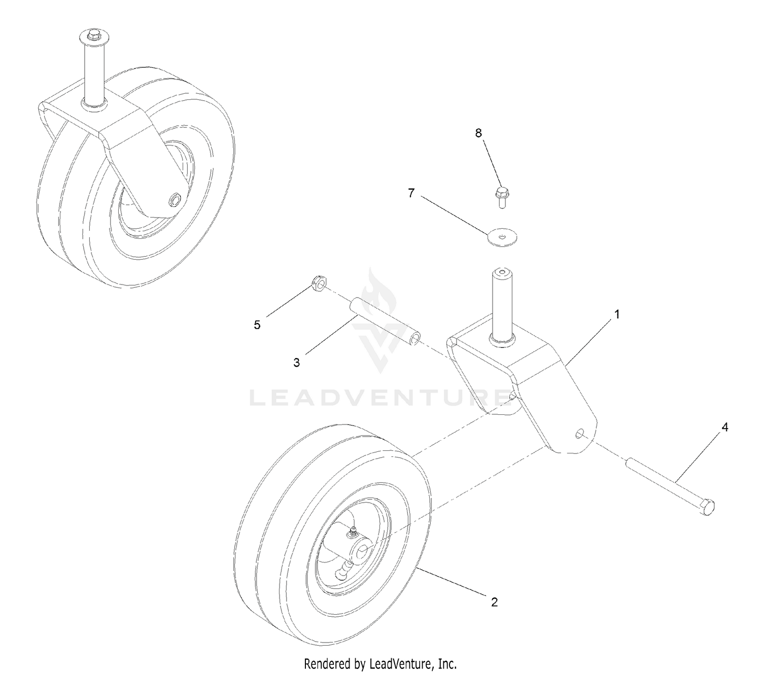 Caster, Wheel and Tire Assembly