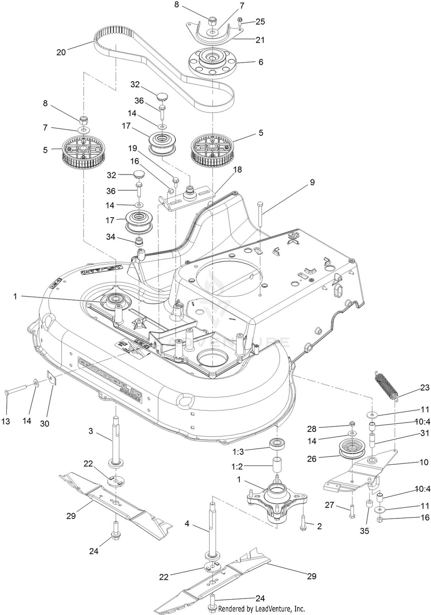 Exmark ECS180CKA30000 S N 406 294 345 AND UP Rev A Spindle and Blade Assembly