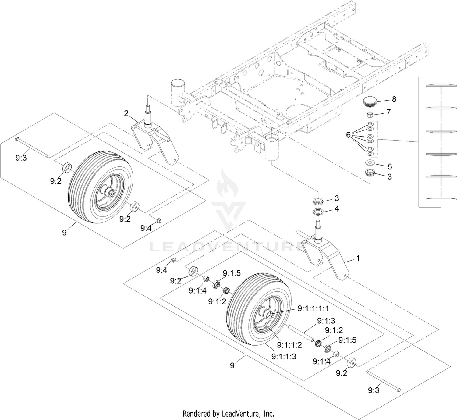 Caster Wheel and Tire Assembly