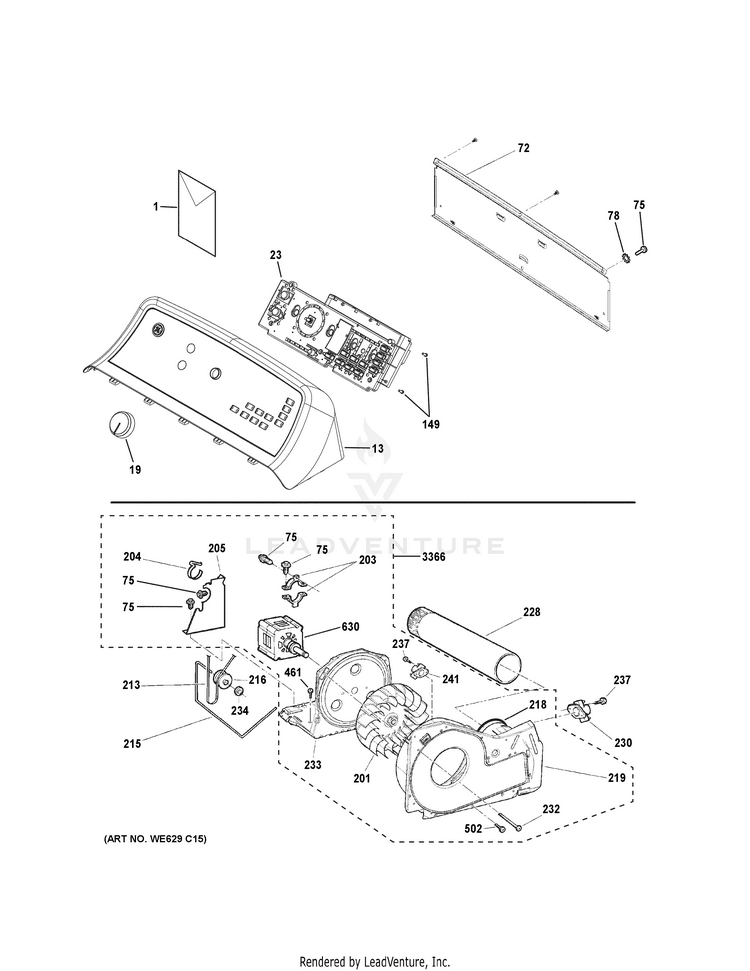 GE GTD65EBSJ3WS Electric Dryer PartsWarehouse