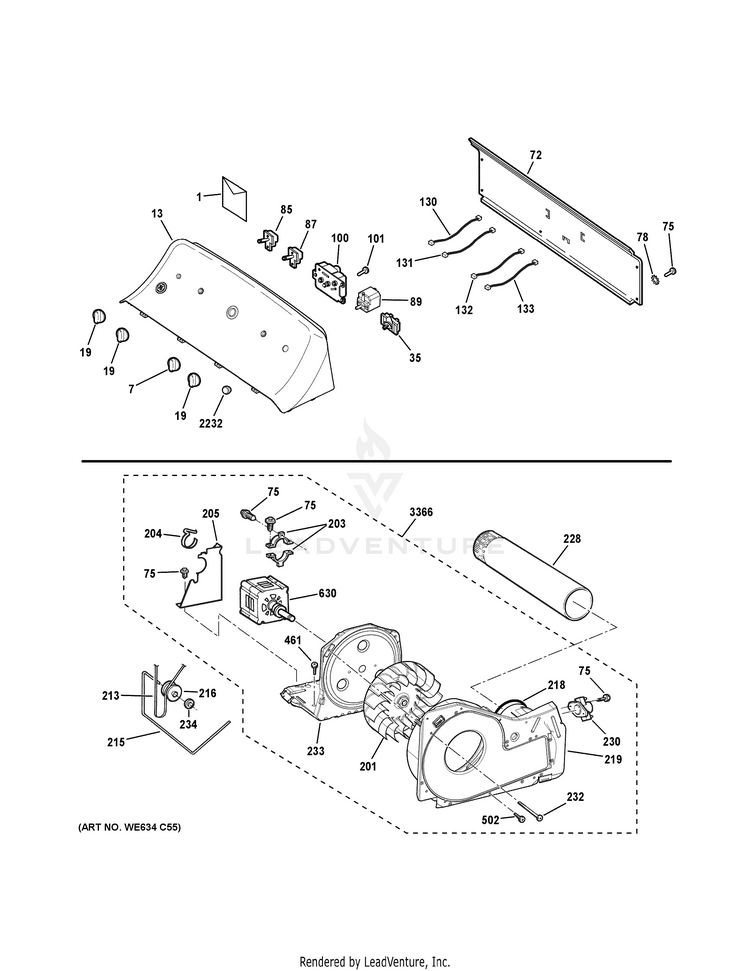 GE GTD42GASJ2WW Gas Dryer PartsWarehouse