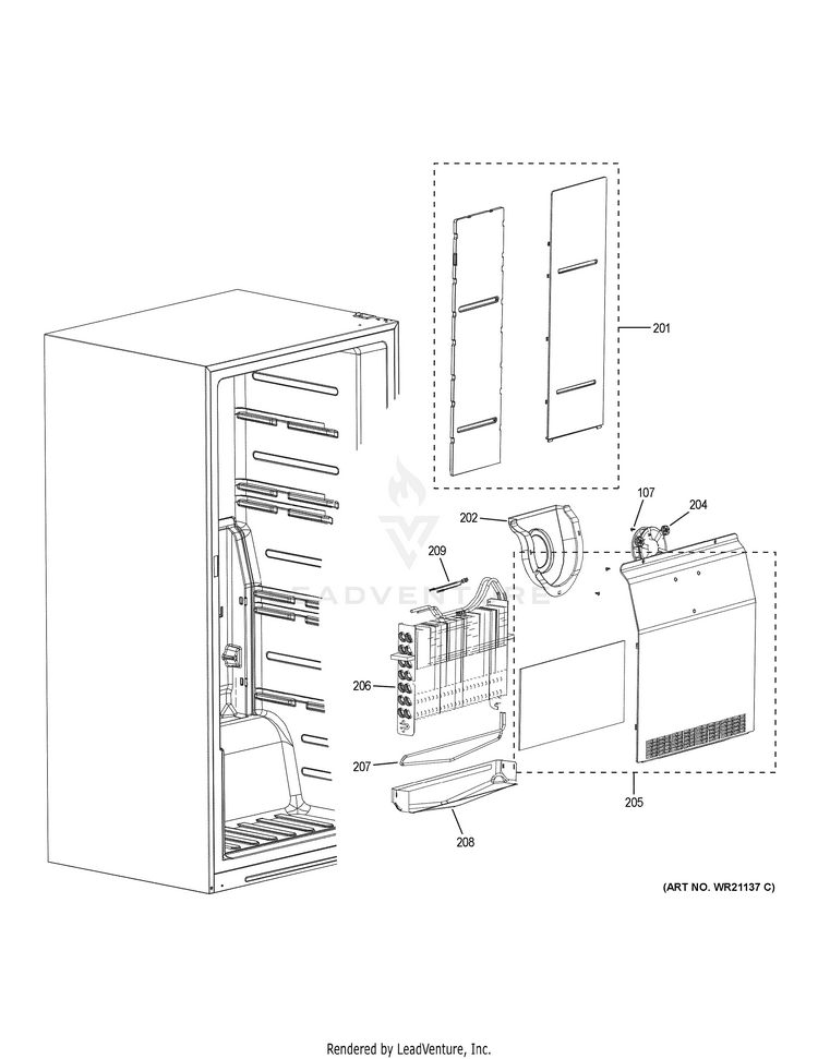 GE XUF17SMRBWW Freezer PartsWarehouse