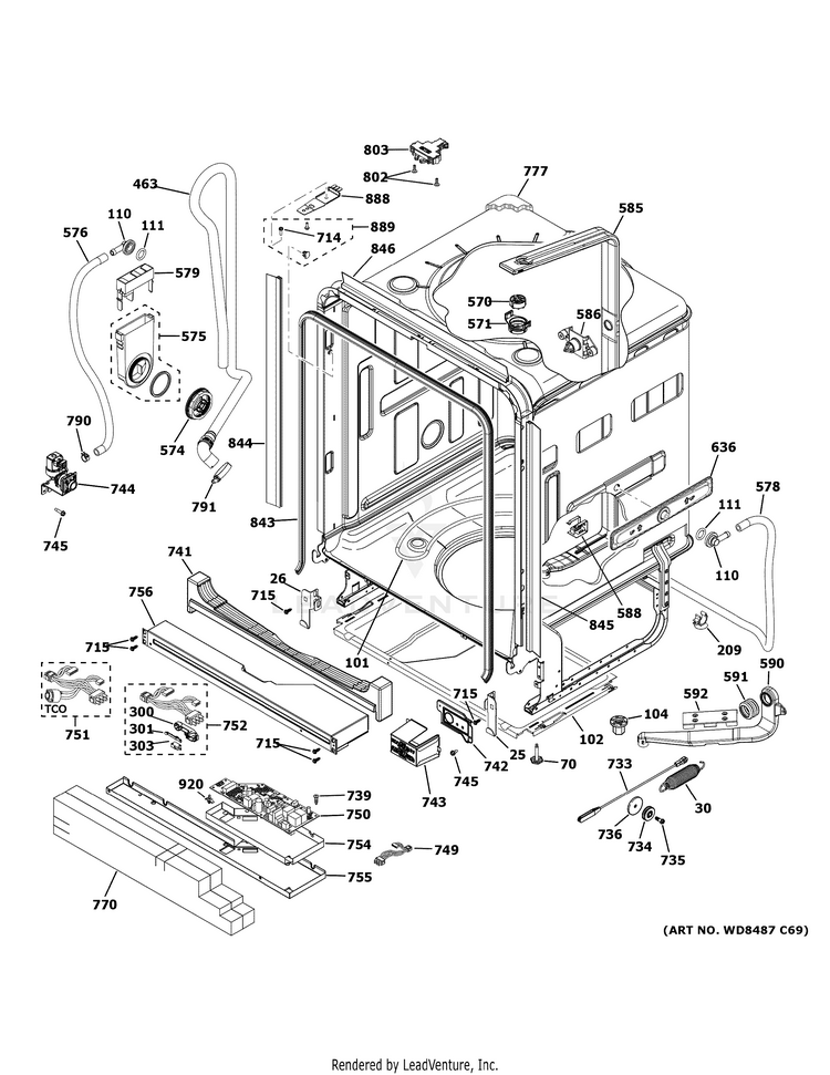 GE PDT825SSJ0SS Dishwasher PartsWarehouse