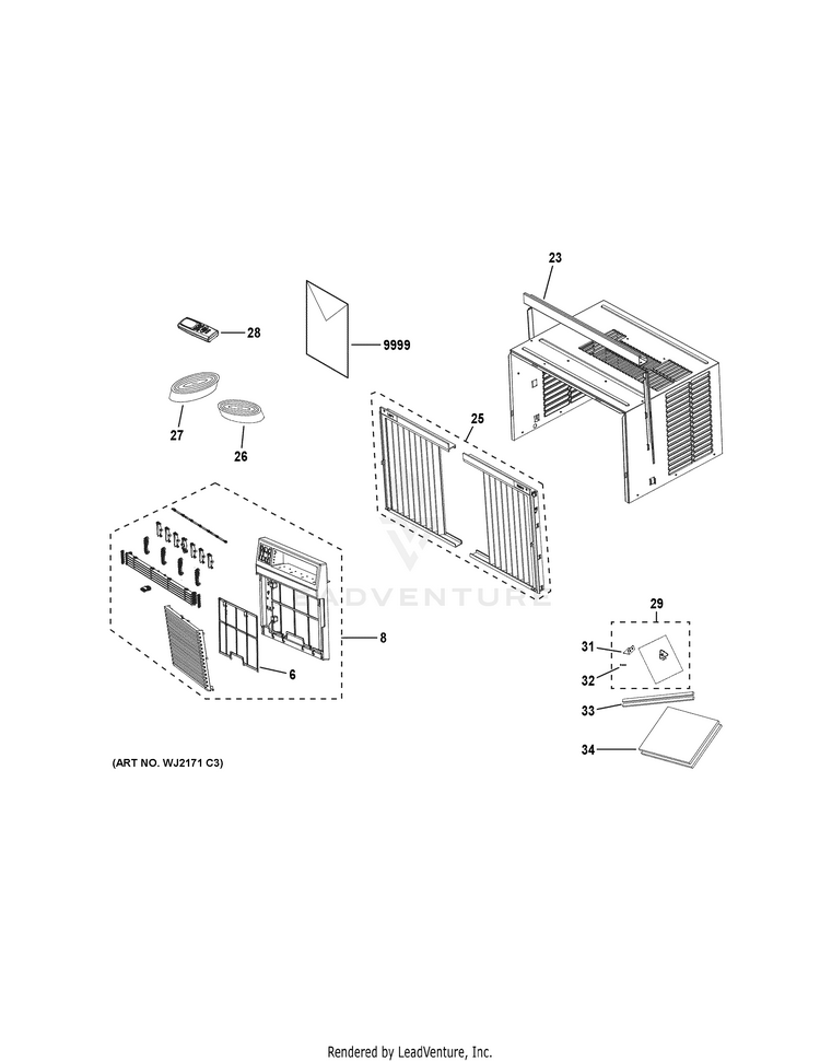 GE AEC08LYL2 Room Air Conditioner Built In PartsWarehouse