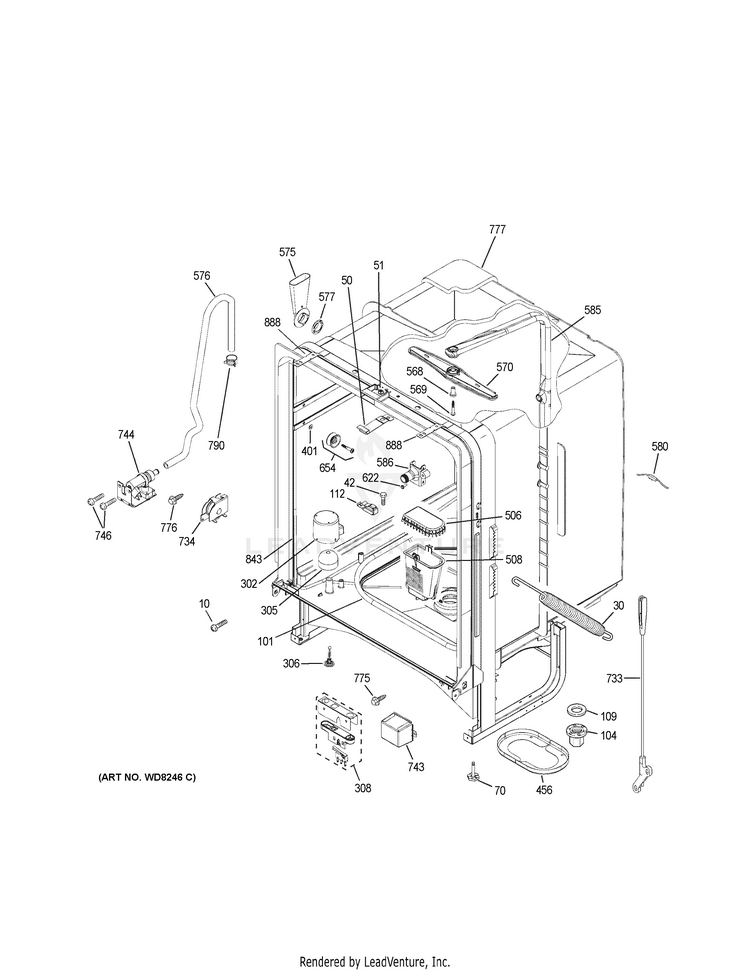 GE GLD5900N10BB Dishwasher PartsWarehouse