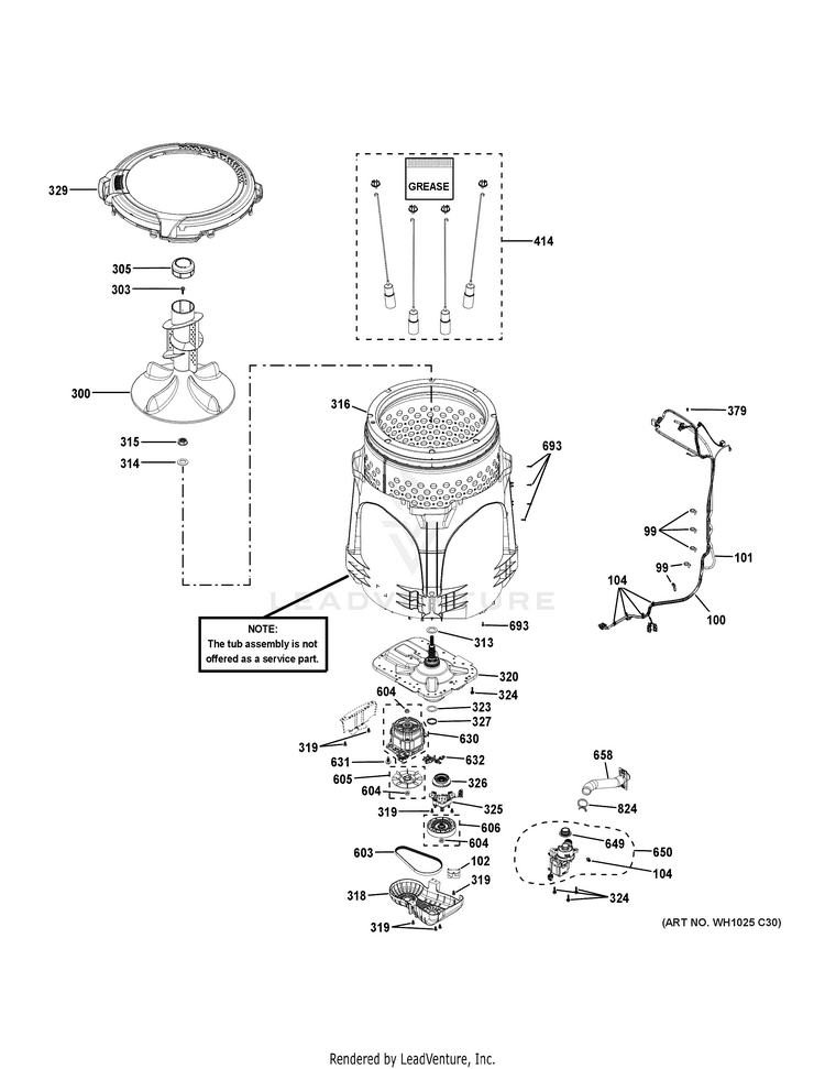 GE GTW330ASK4WW Washer Parts and Accessories at PartsWarehouse