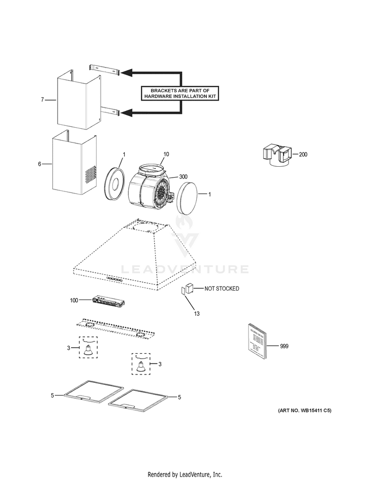 GE JVW5301SJ1SS Range Hood Partswarehouse