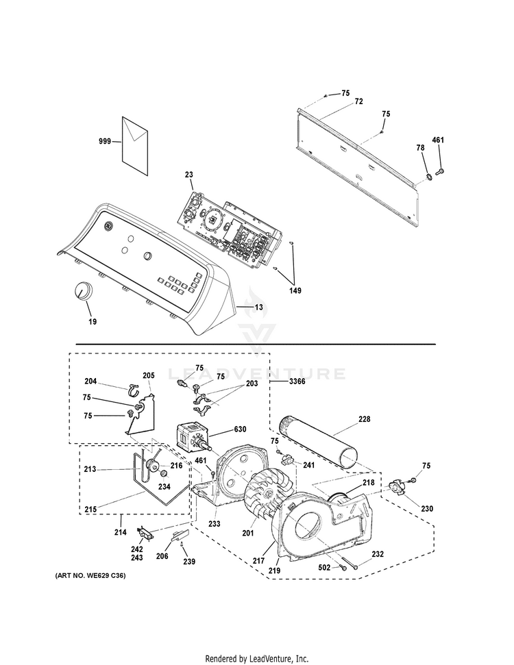 GE GTD72EBSN0WS Electric Dryer PartsWarehouse