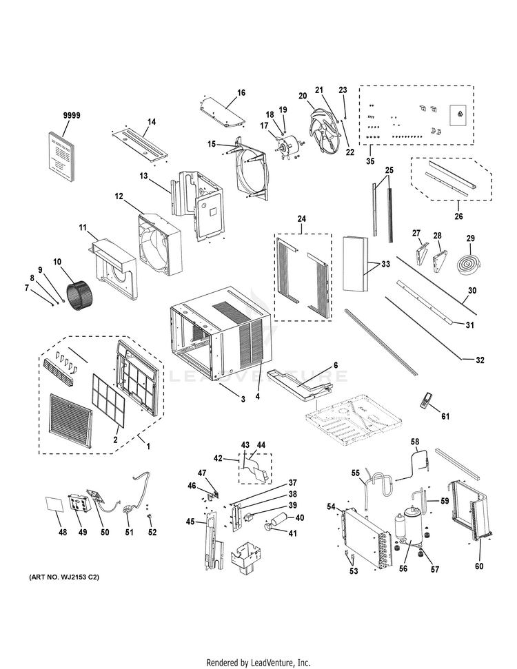 GE AHS14AXL1 Room Air Conditioner Built In Partswarehouse