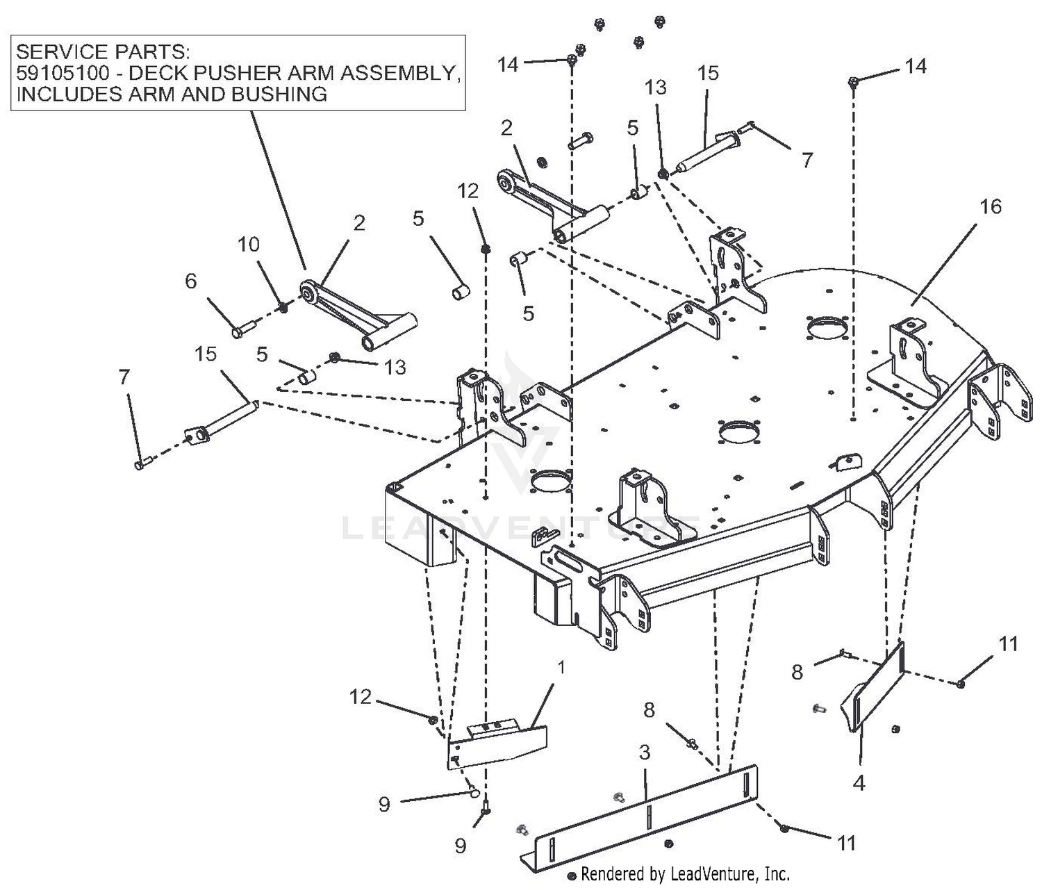 Deck And Mounting Arms, 48" Deck