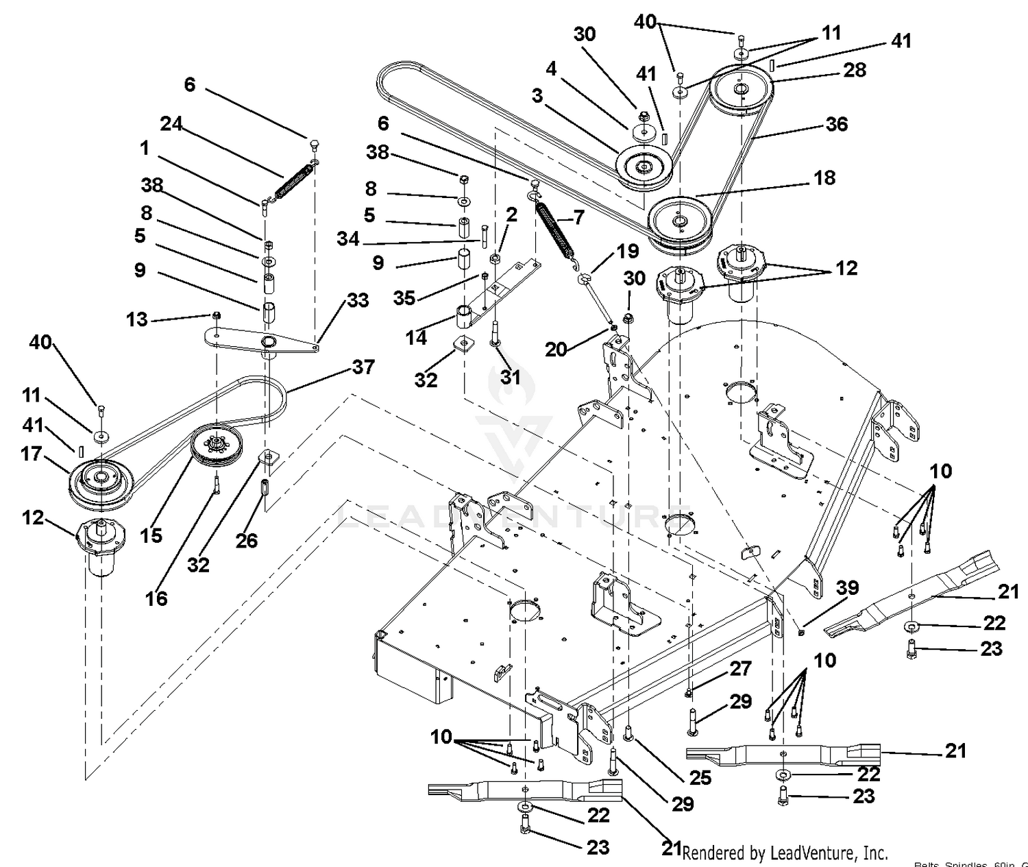 Belts, Spindles, Idlers & Blades, 60" Deck