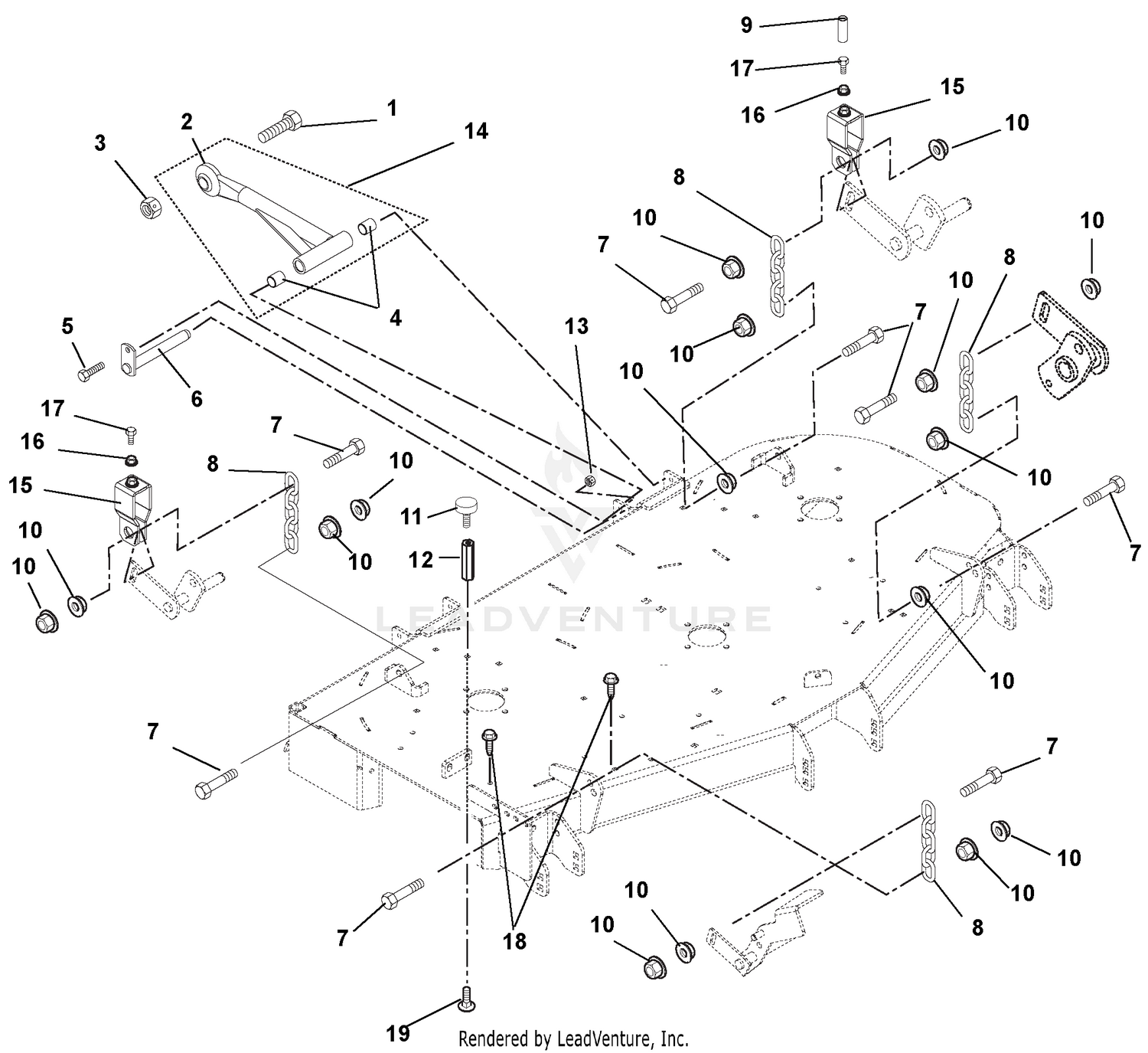 Mounting Arms, Link Chains, And Deck Bumpers