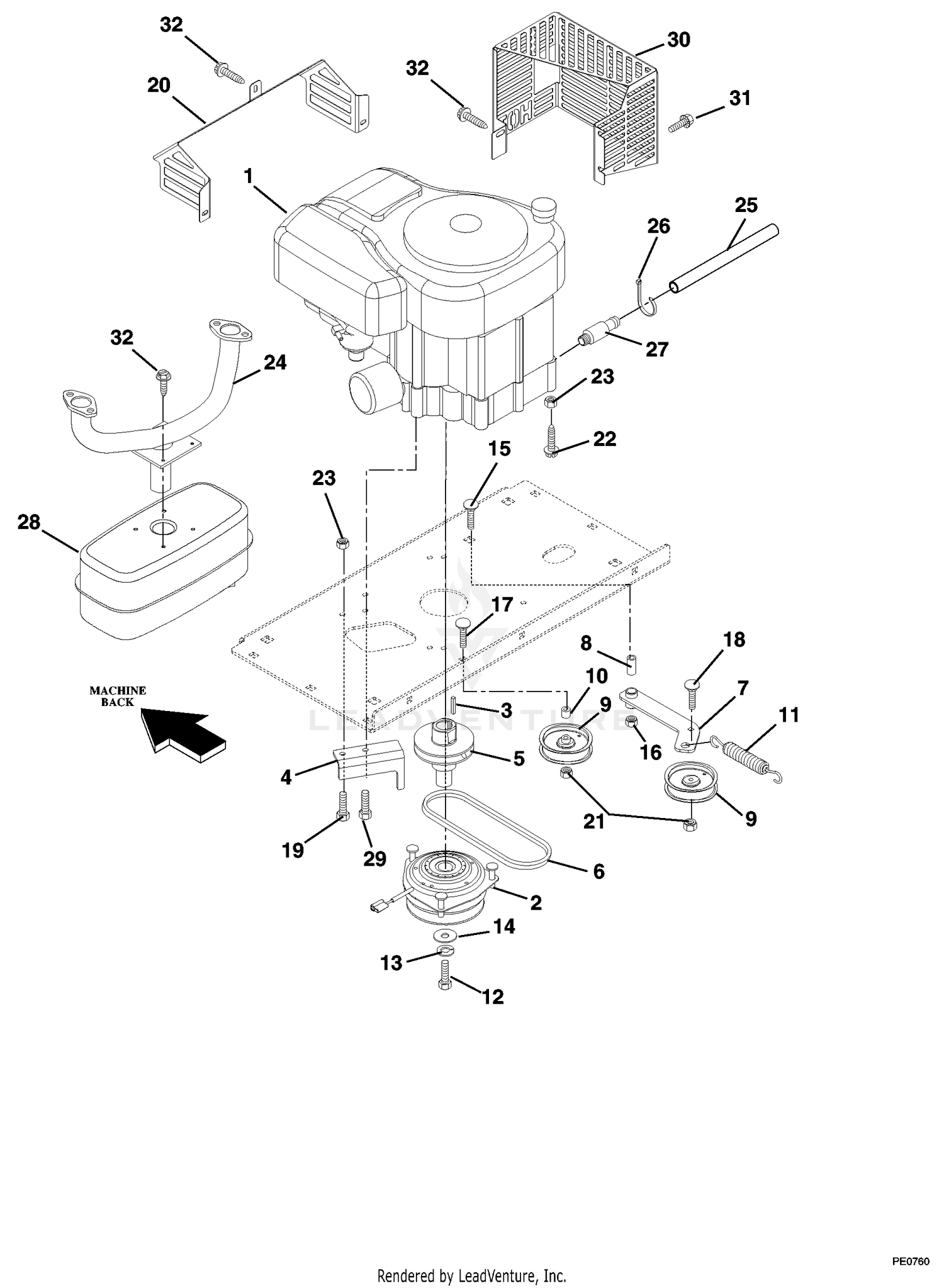 Engine, Exhaust, Belts And Idlers