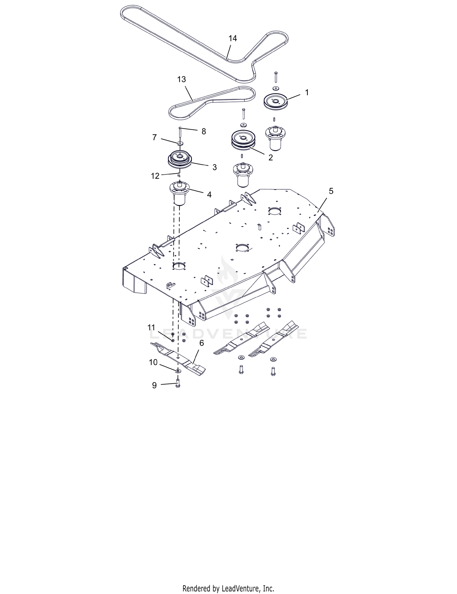 Deck, Spindles, Belts and Blades – 52"