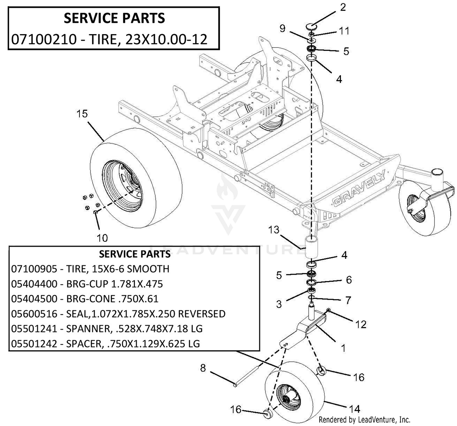 Casters And Tires - 52-Inch Deck