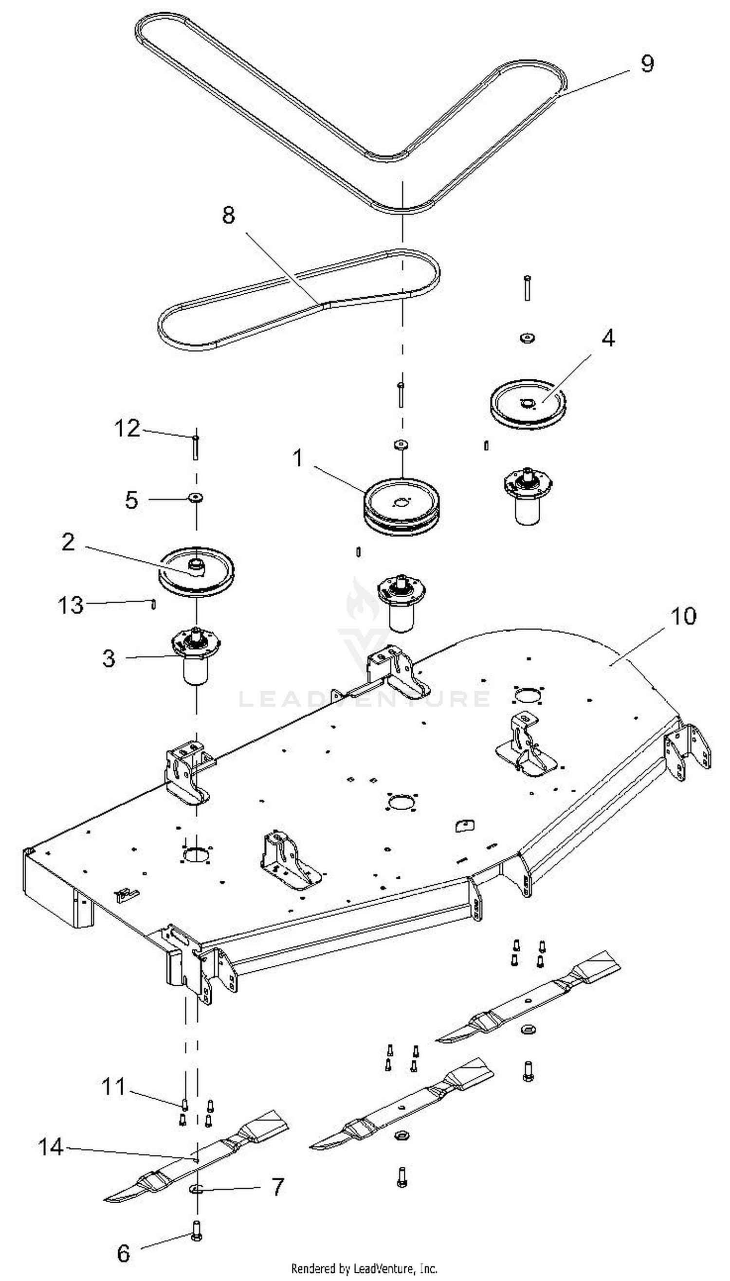 Deck, Belts, Blades And Spindles - 72-Inch Deck