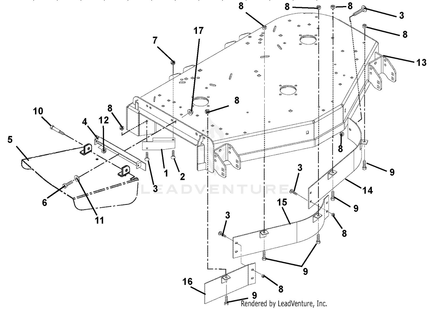 Deck, Discharge Chute And Baffles