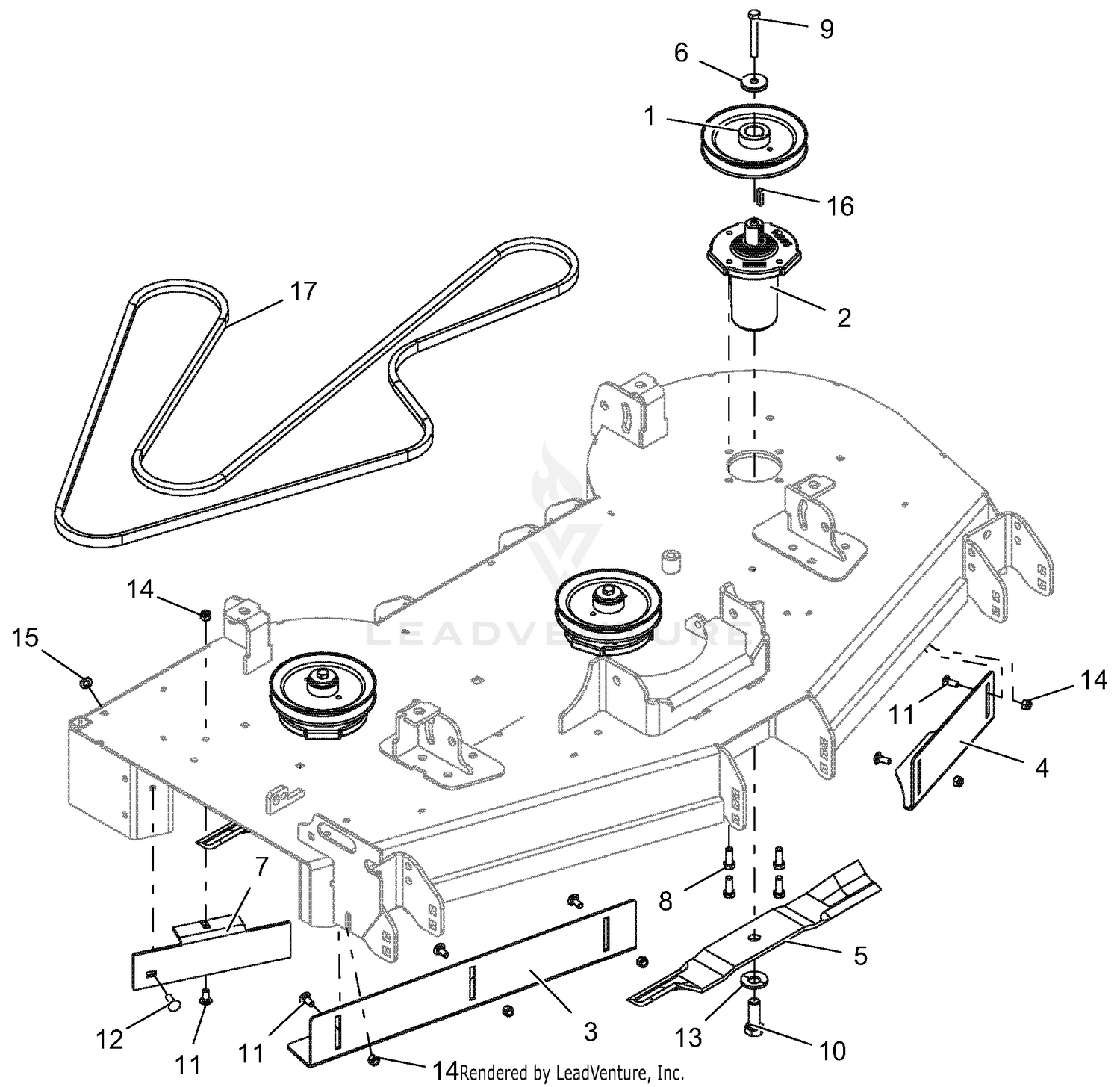 Deck - Belt, Blades, Baffles, And Spindles