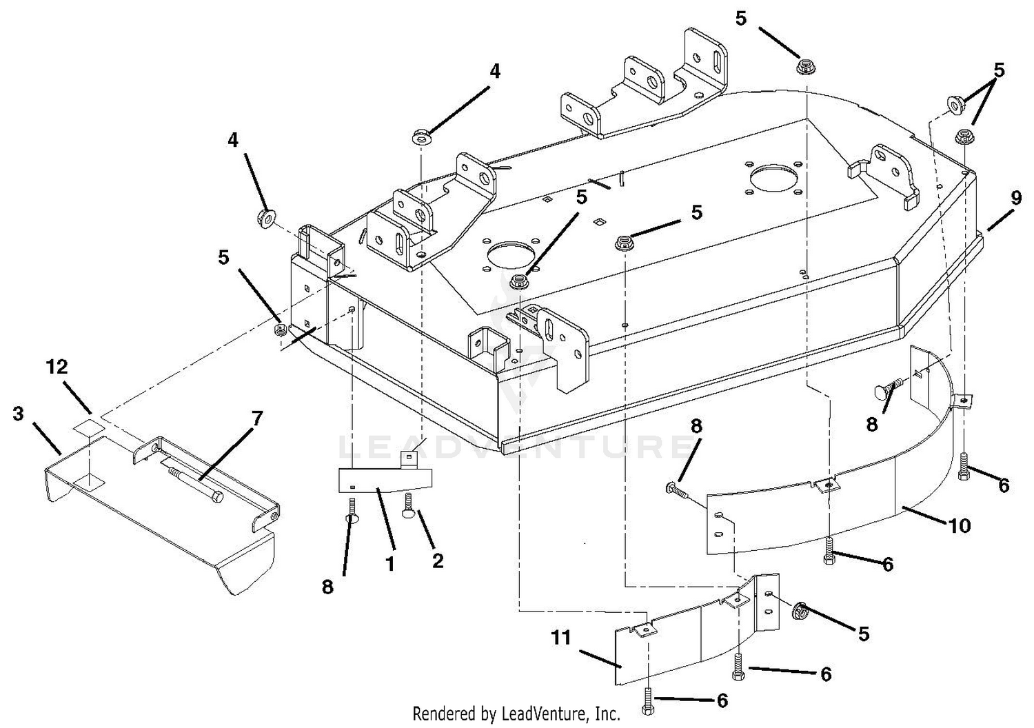 Deck, Discharge Chute, And Baffles