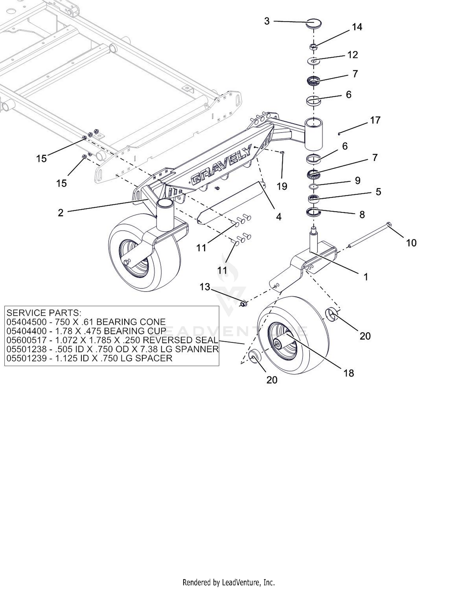 Front Axle And Tire - 48" And 52"