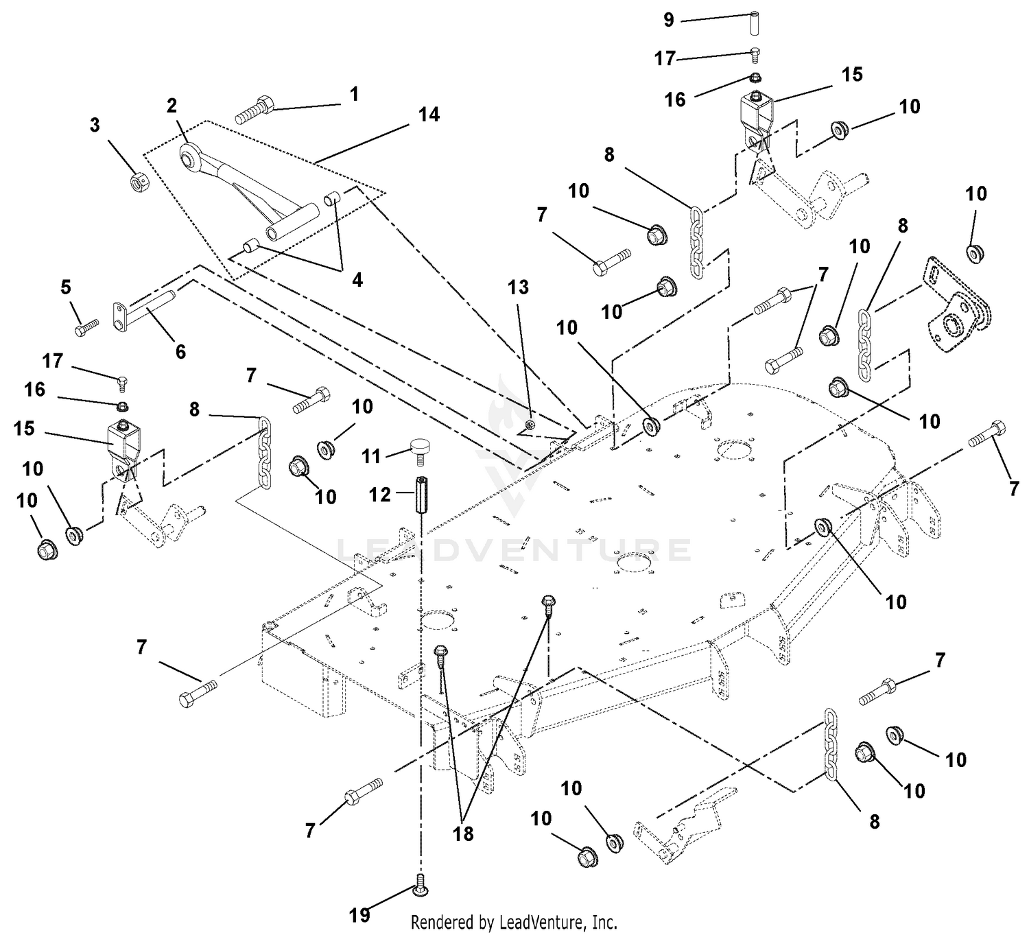 Mounting Arms, Link Chains And Deck Bumpers