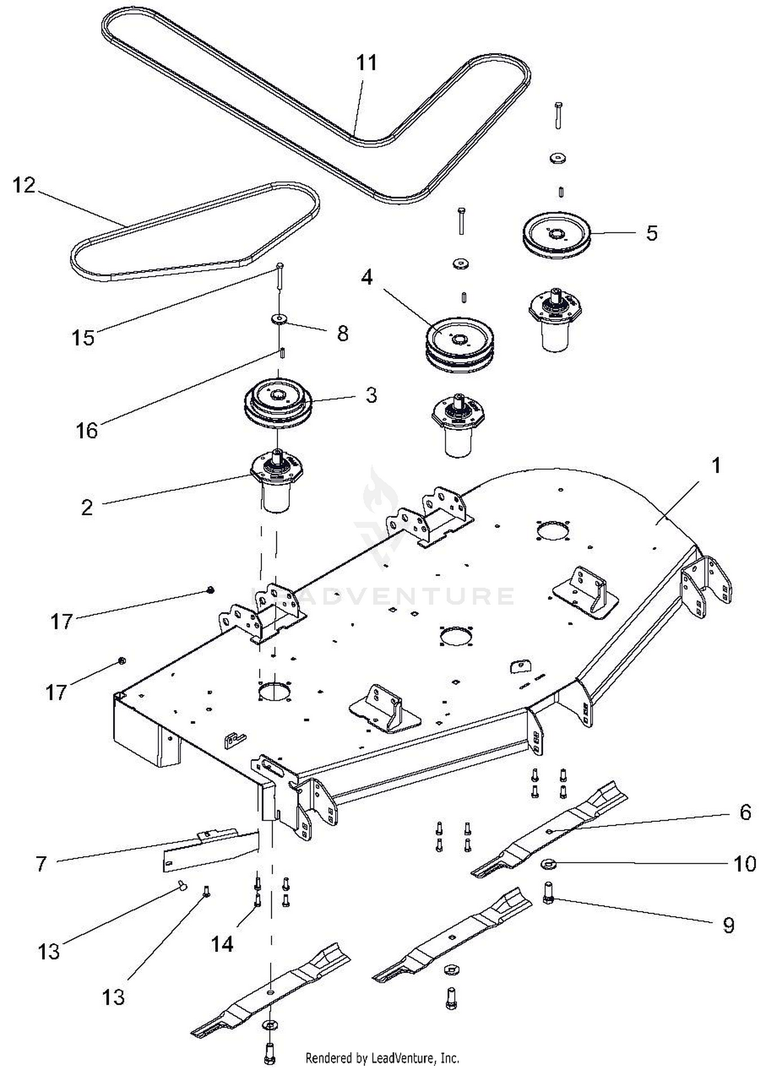 Decks, Belts, Baffles, Blades And Spindles - 60 Inch Deck