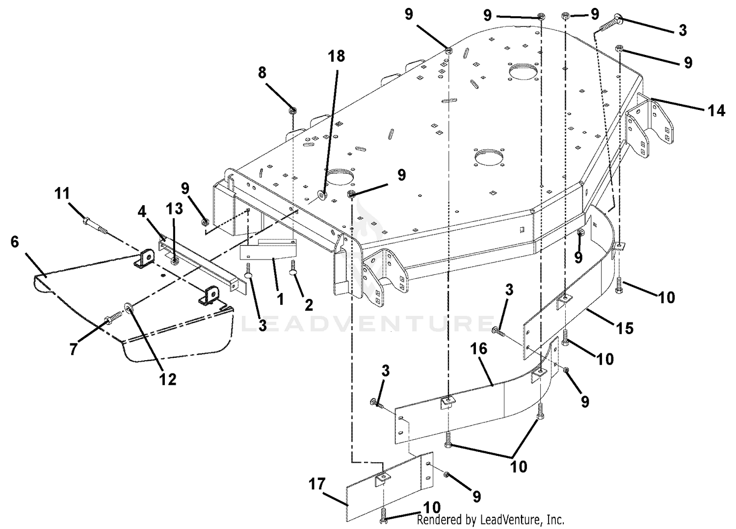 Deck, Discharge Chute And Baffles