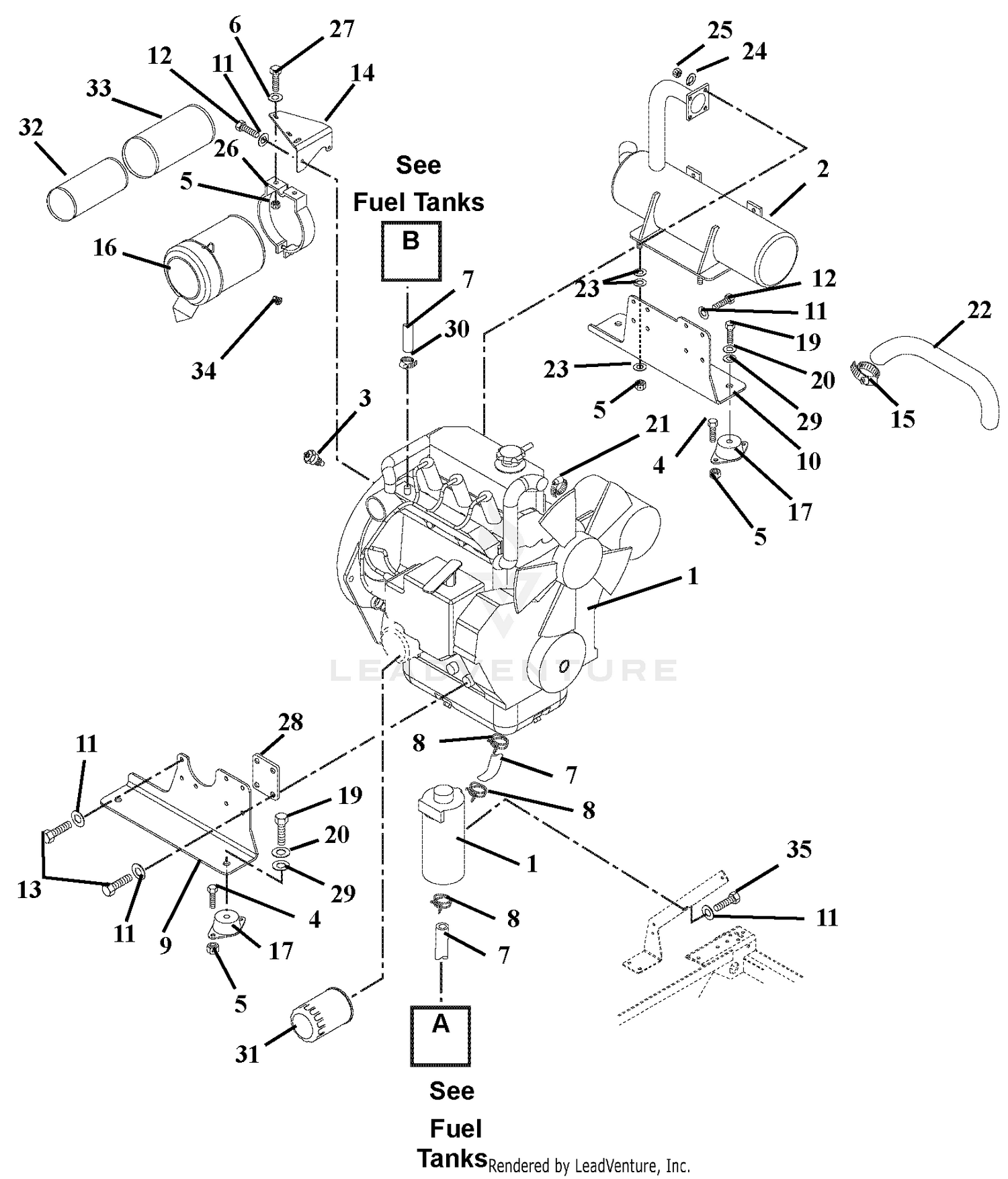 Engine, Muffler And Air Filter