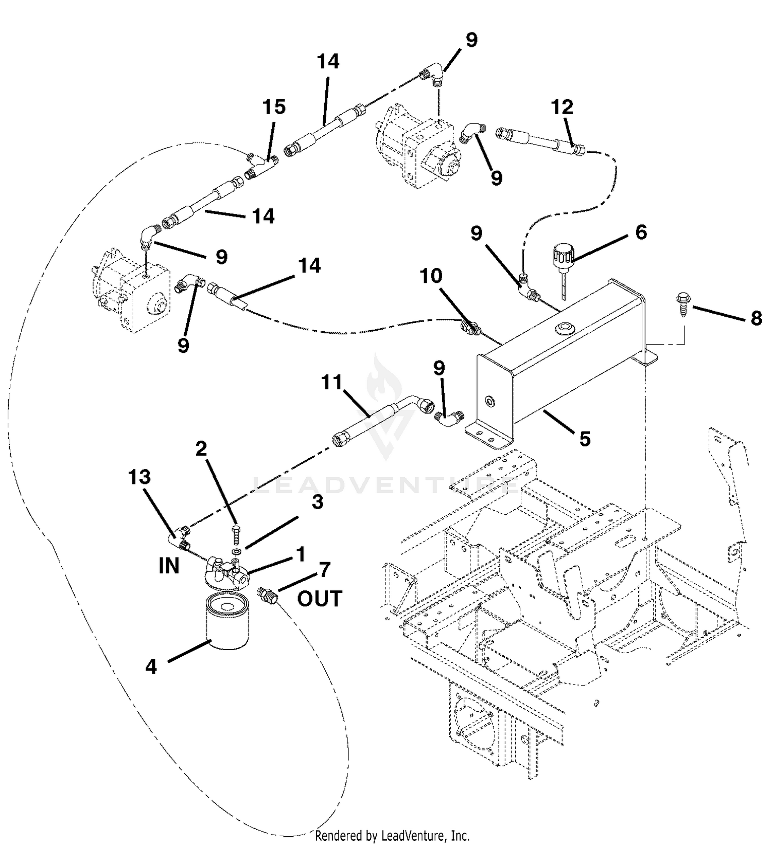 Hydraulic Tank, Filter And Pump To Tank Circuit