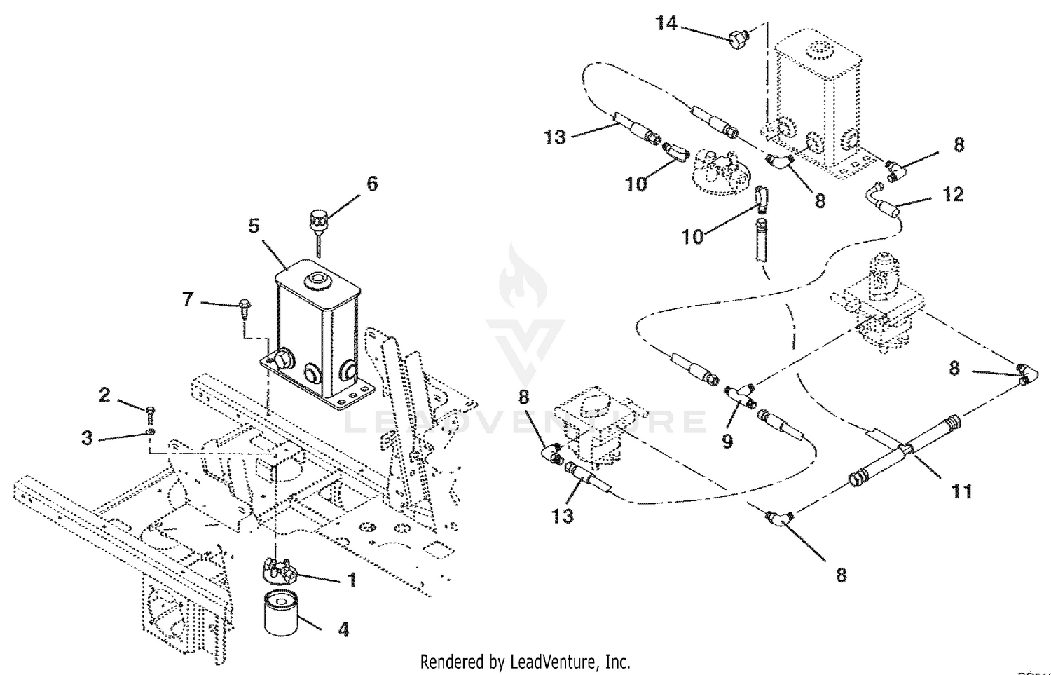 Hydraulic Tank, Filter And Pump To Tank Circuit