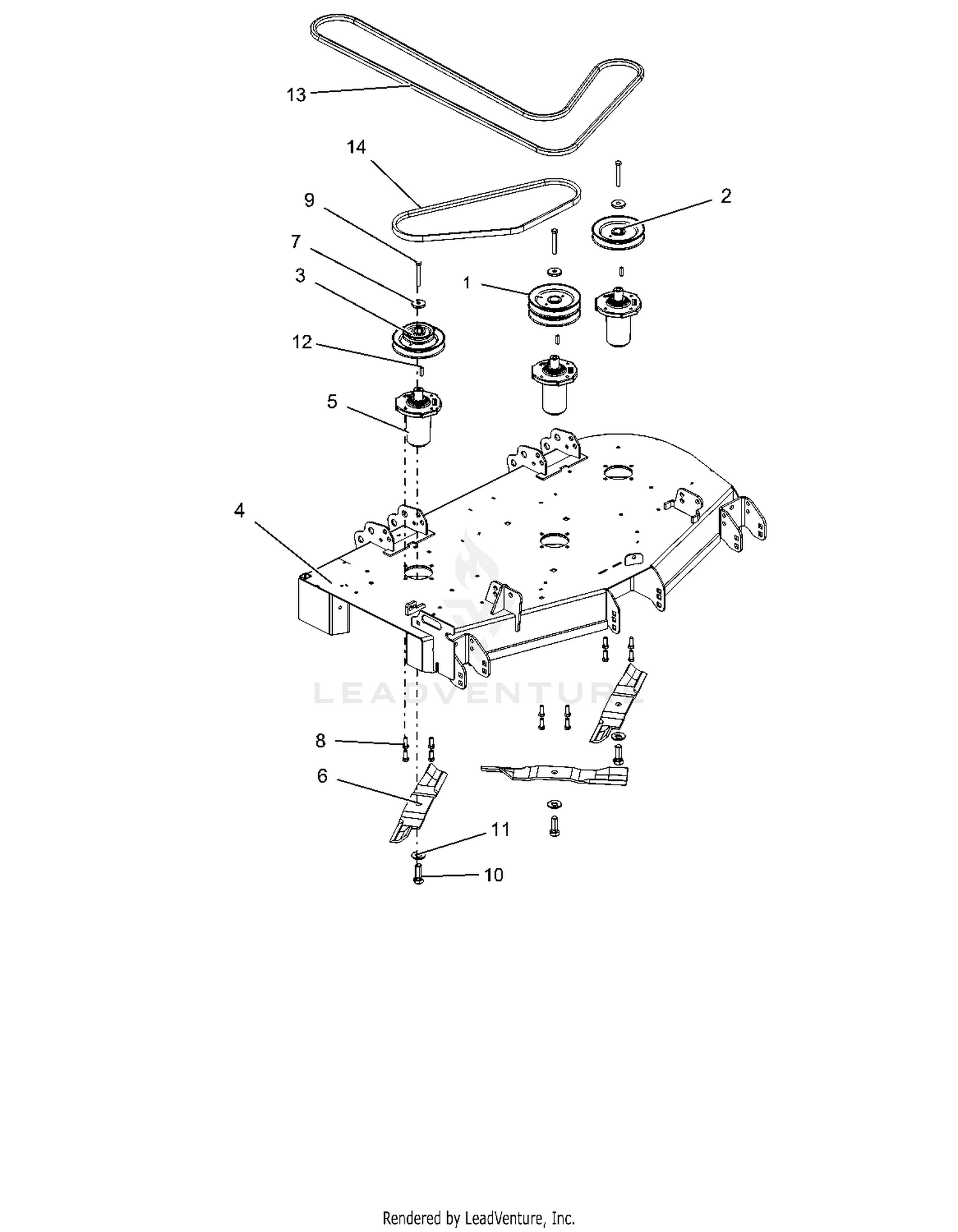 Deck, Belts, Blades And Spindles - 48"