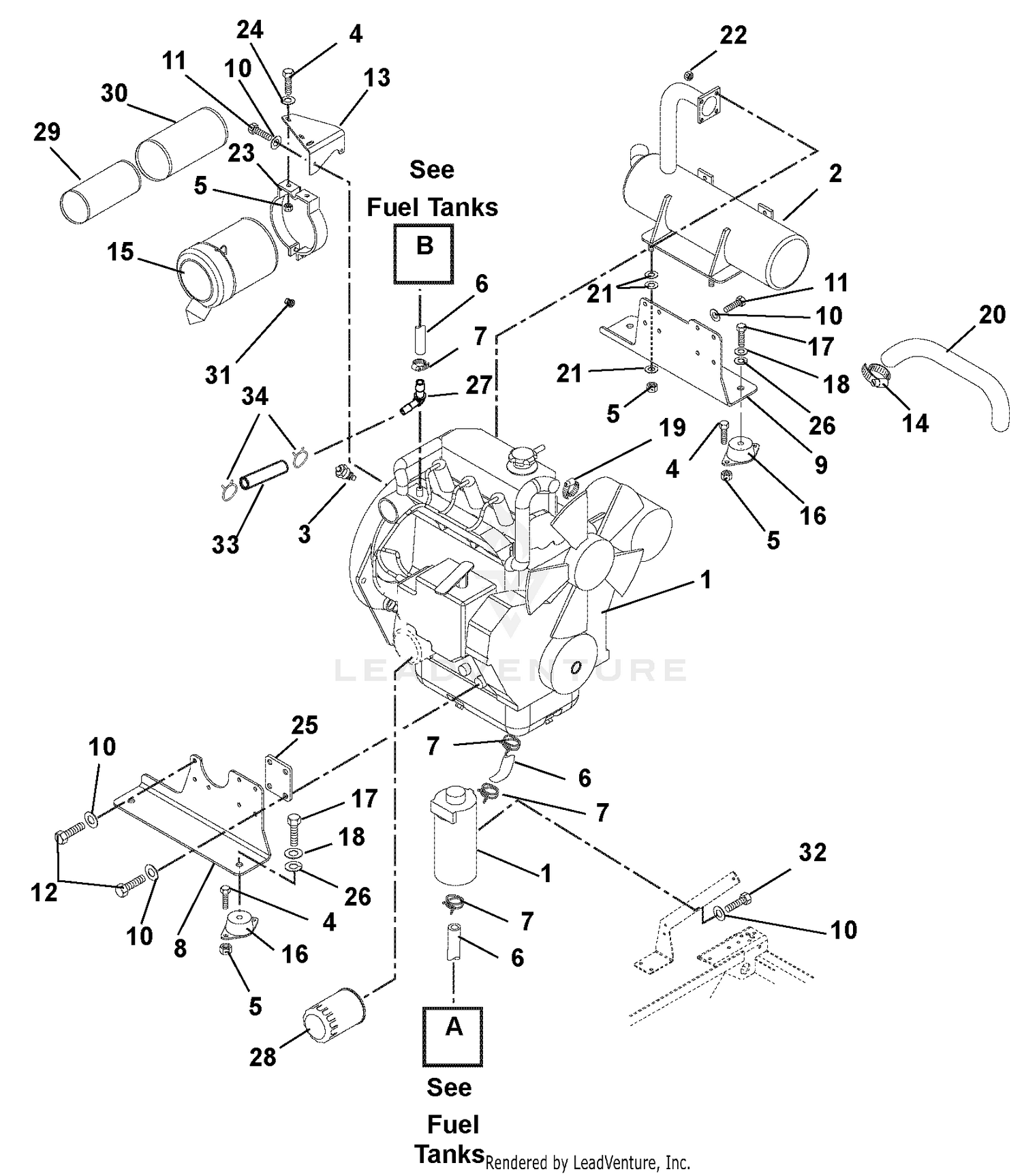 Engine, Muffler And Air Filter