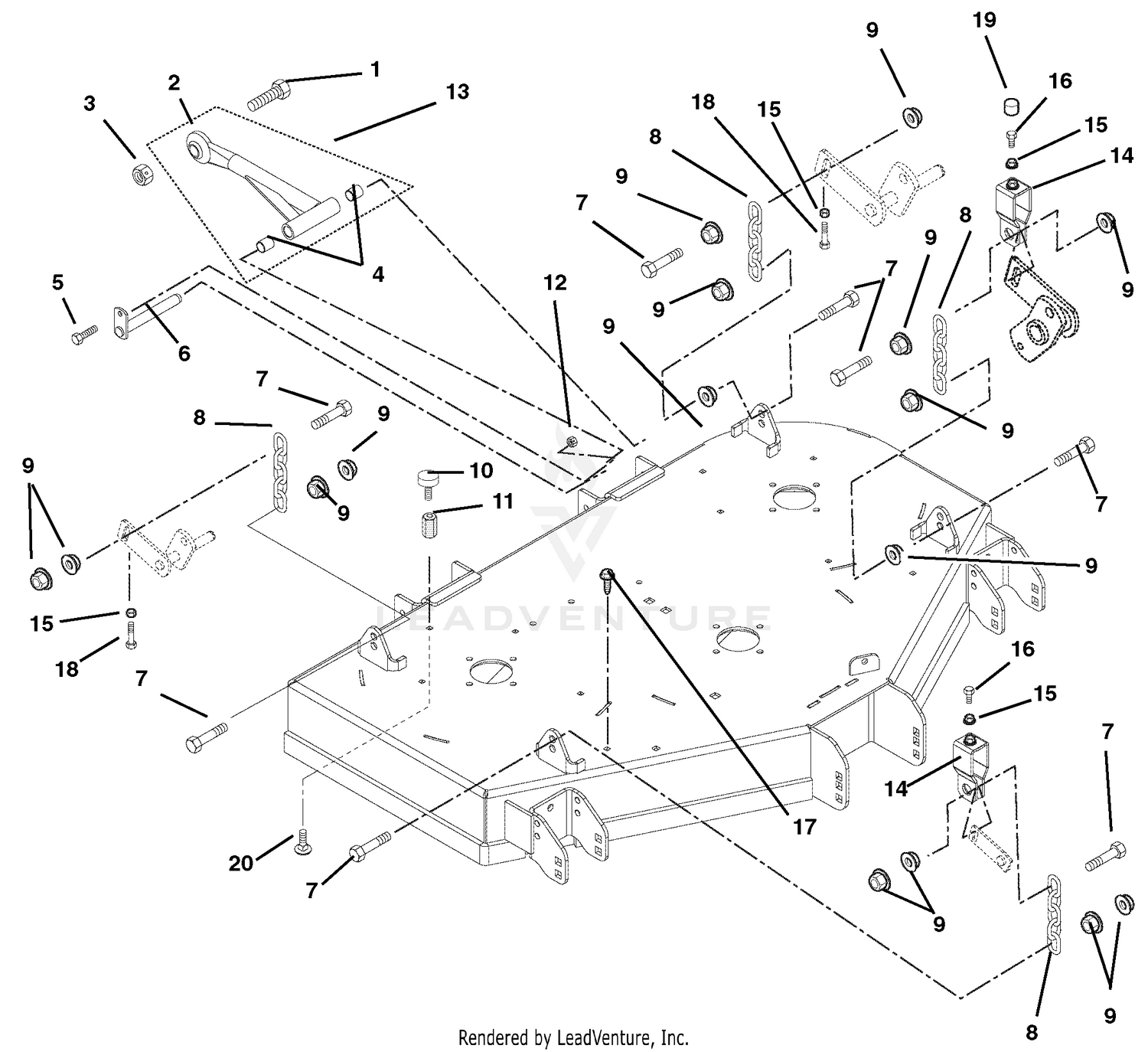 Mounting Arms, Link Chains And Deck Bumpers