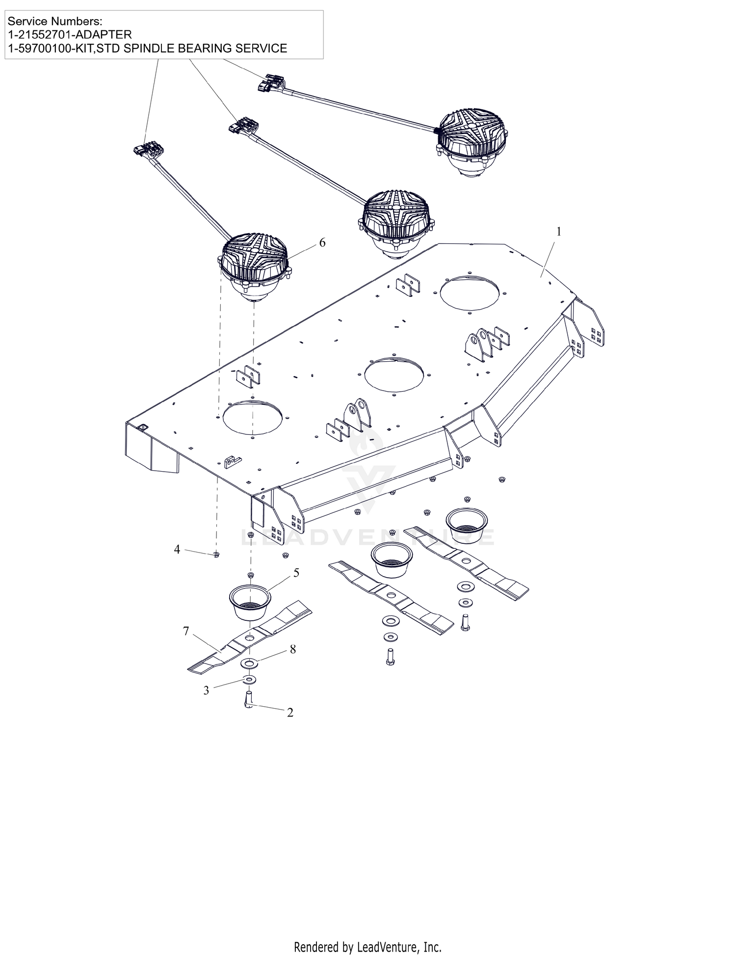 Deck, Blades and Spindle Motors - 60" - SD