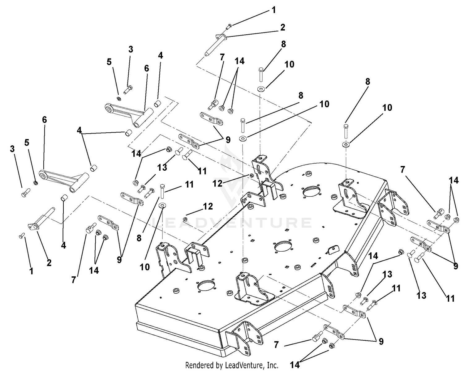 Deck And Mounting Arms - Rear Discharge