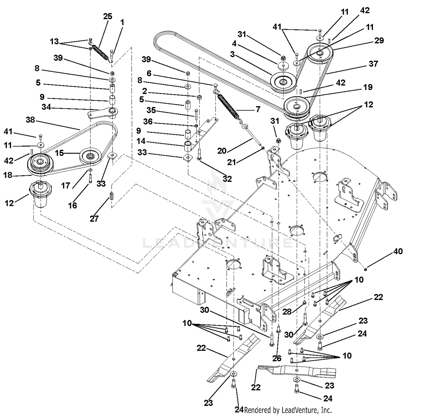 Belts, Spindles, Idlers & Blades 48" & 52" Decks