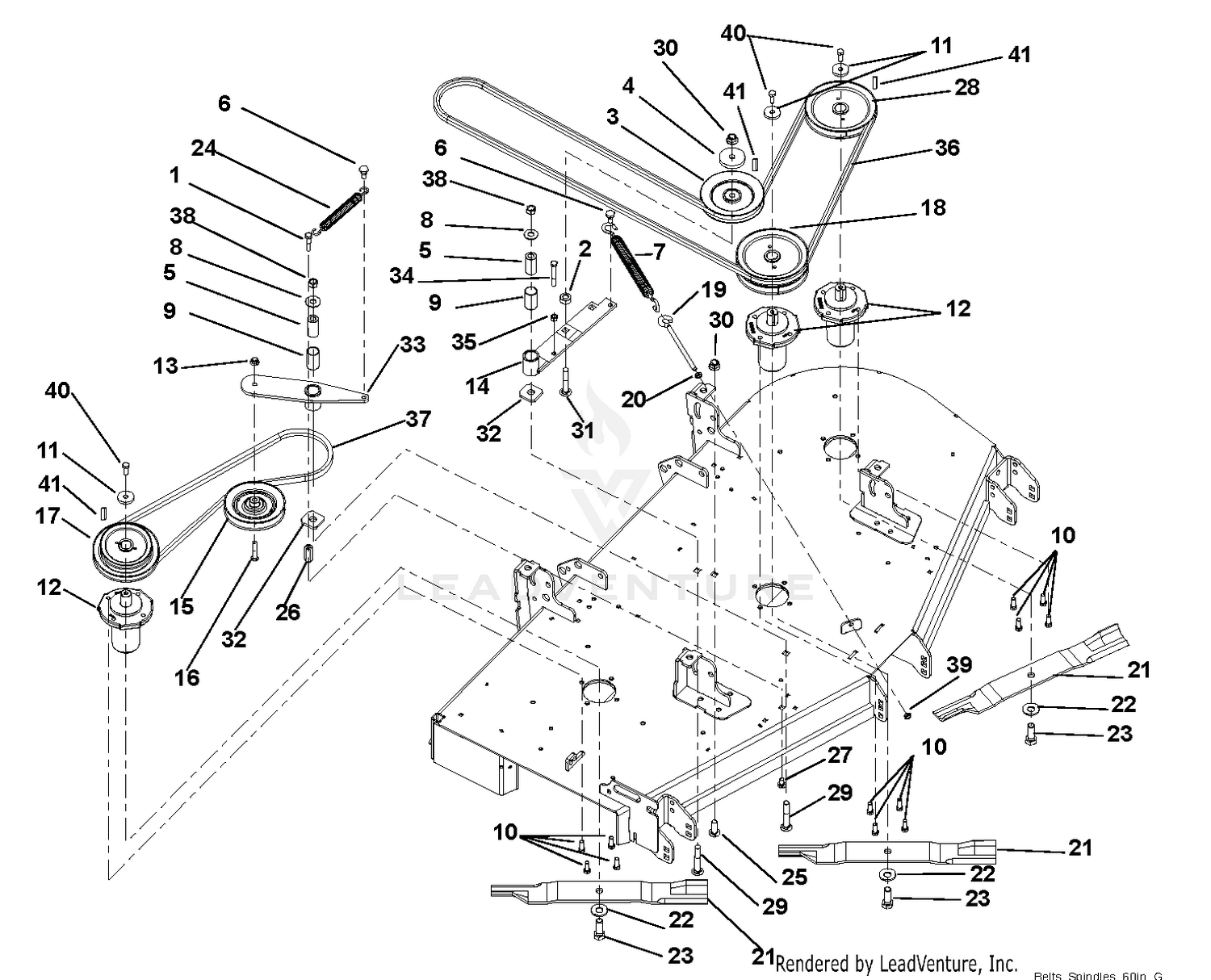 Belts, Spindles, Idlers & Blades 60" Decks