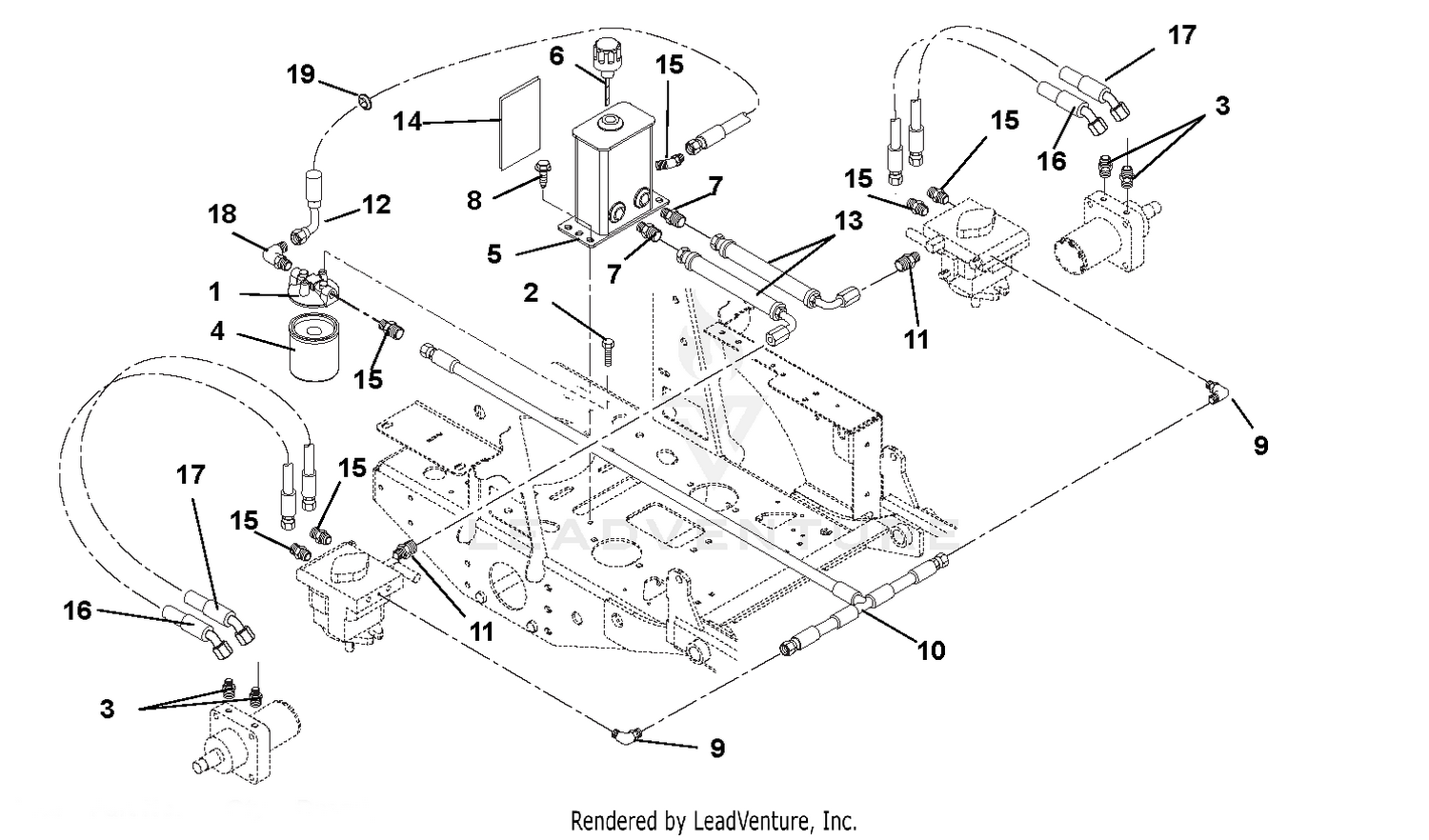 Hydraulic Tank, Filter, Motors, and Pump to Tank Circuit