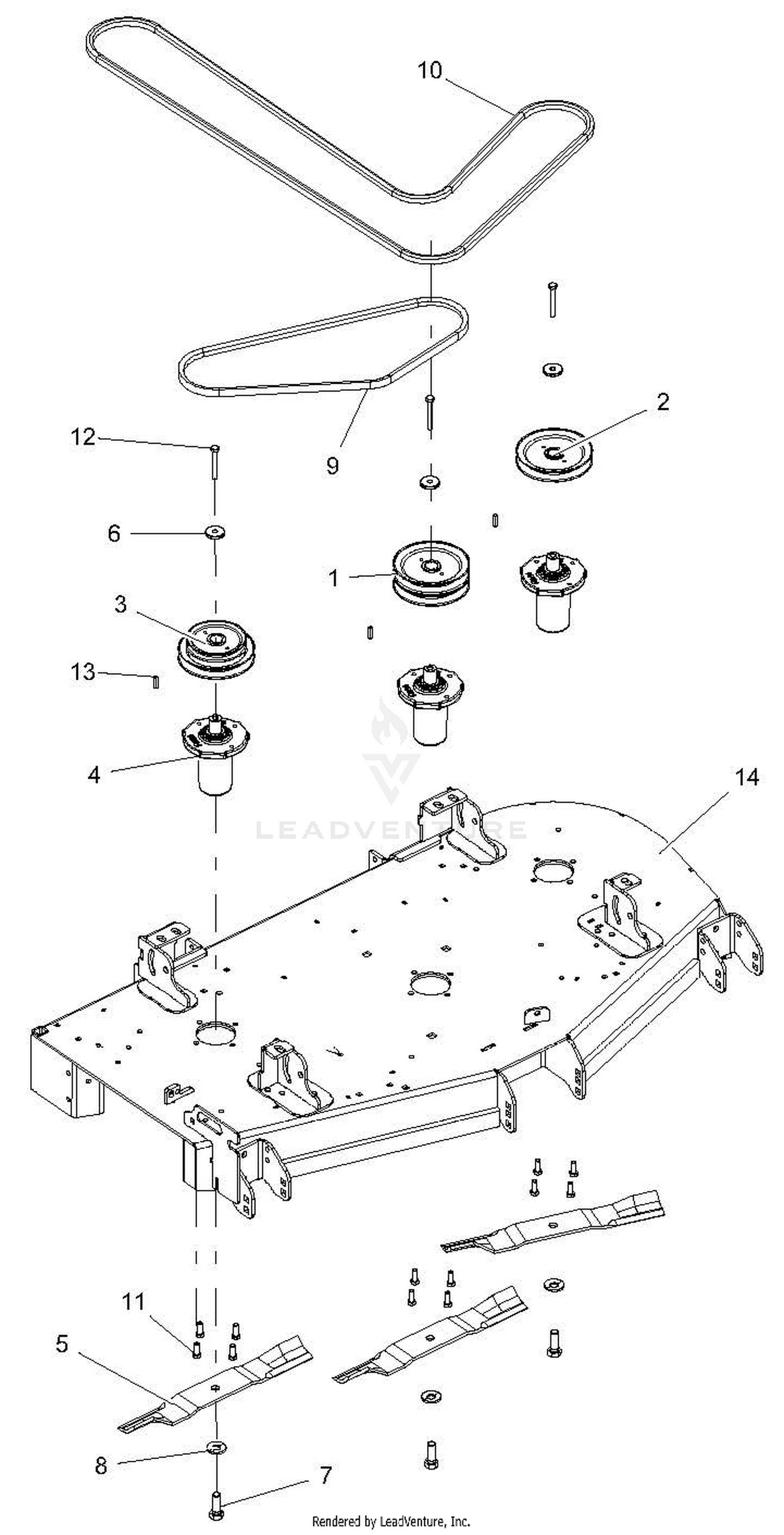 Deck, Belts, Blades And Spindles - 52-Inch Deck