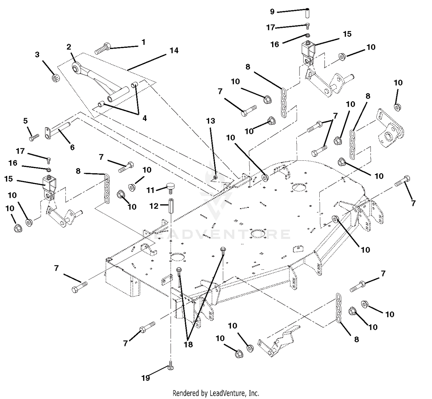 Mounting Arms, Link Chains, And Deck Bumpers