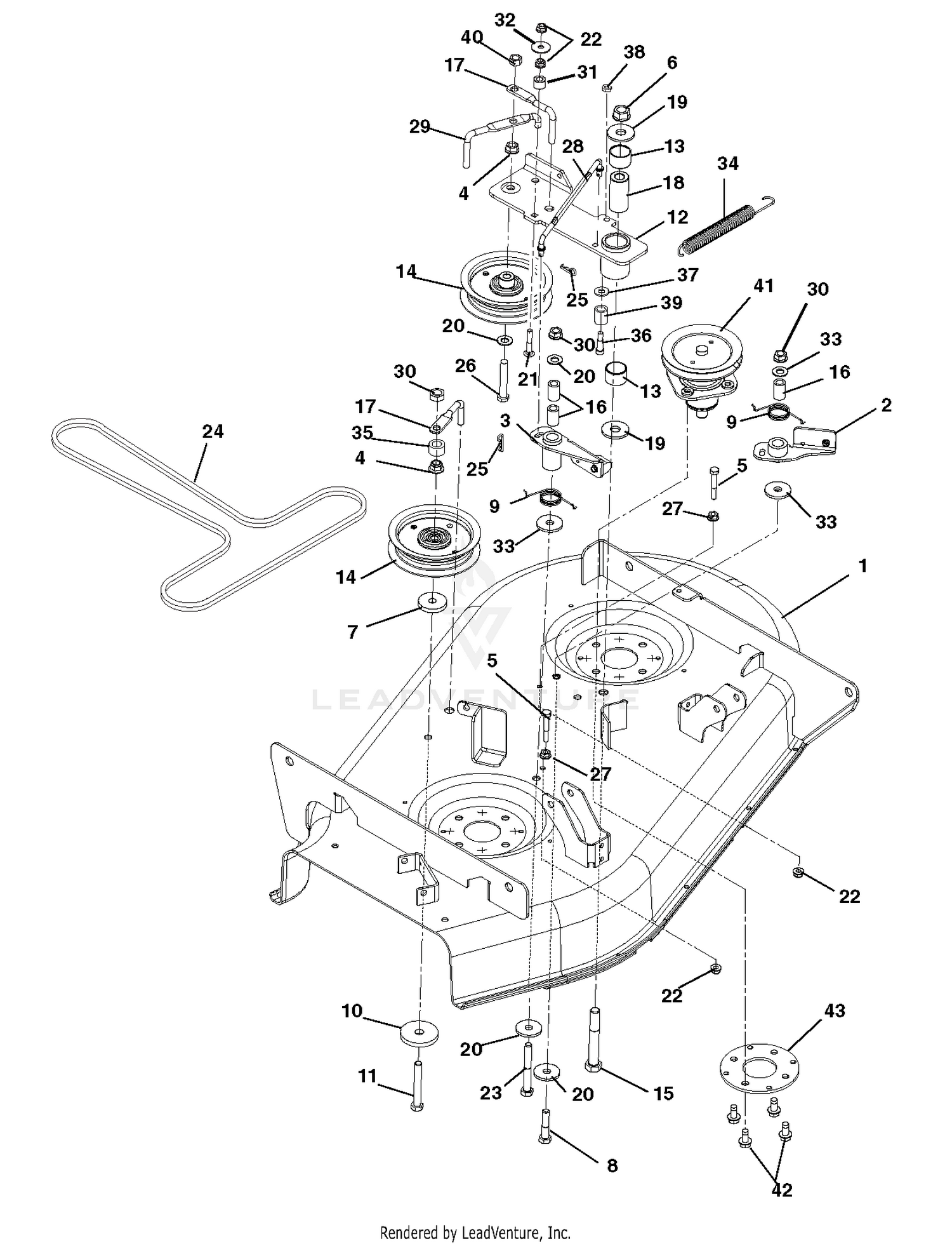 Mower Deck, Belt, And Idlers